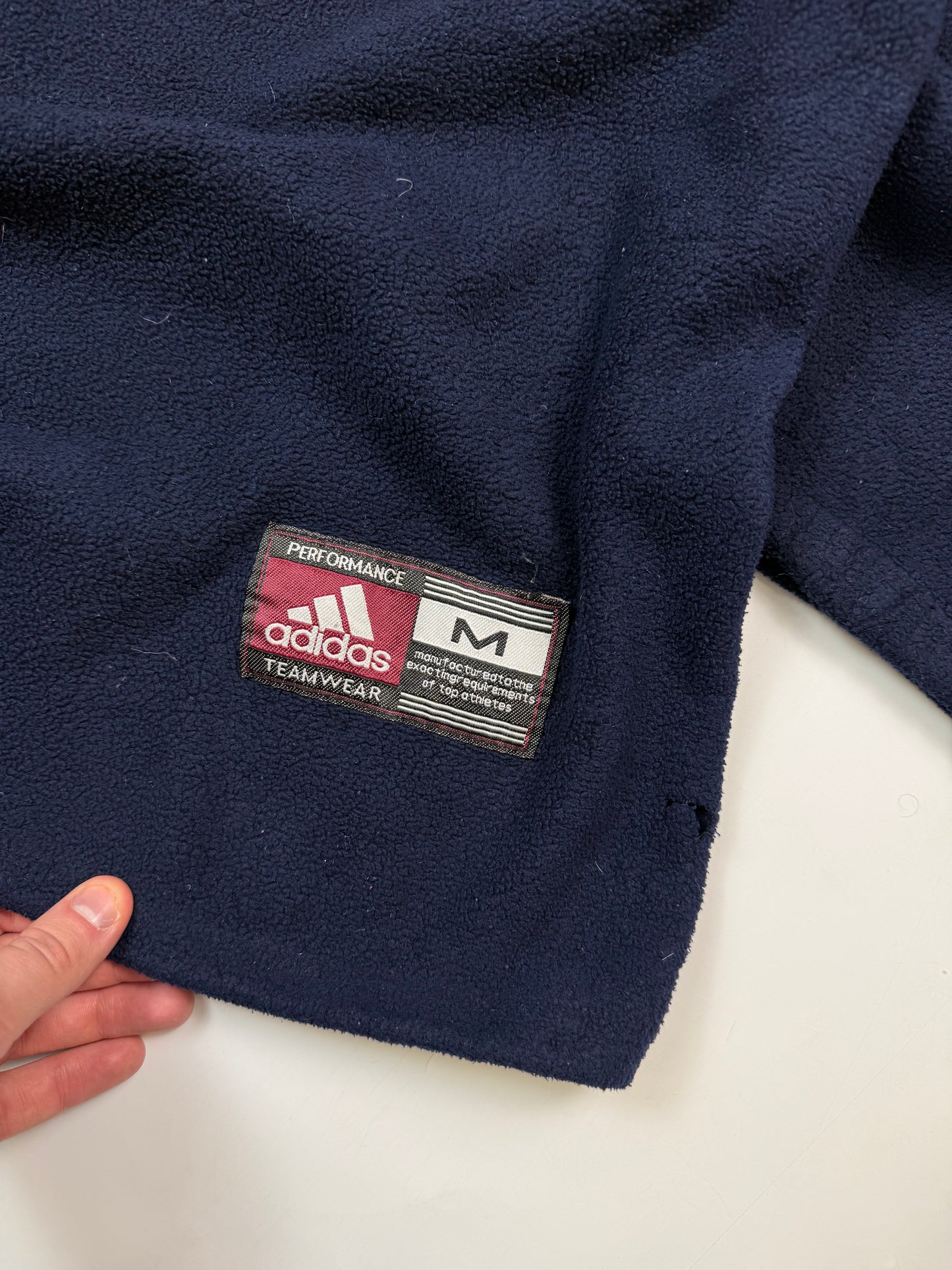 Vintage 90s Adidas spell out quarter zip fleece (XL)