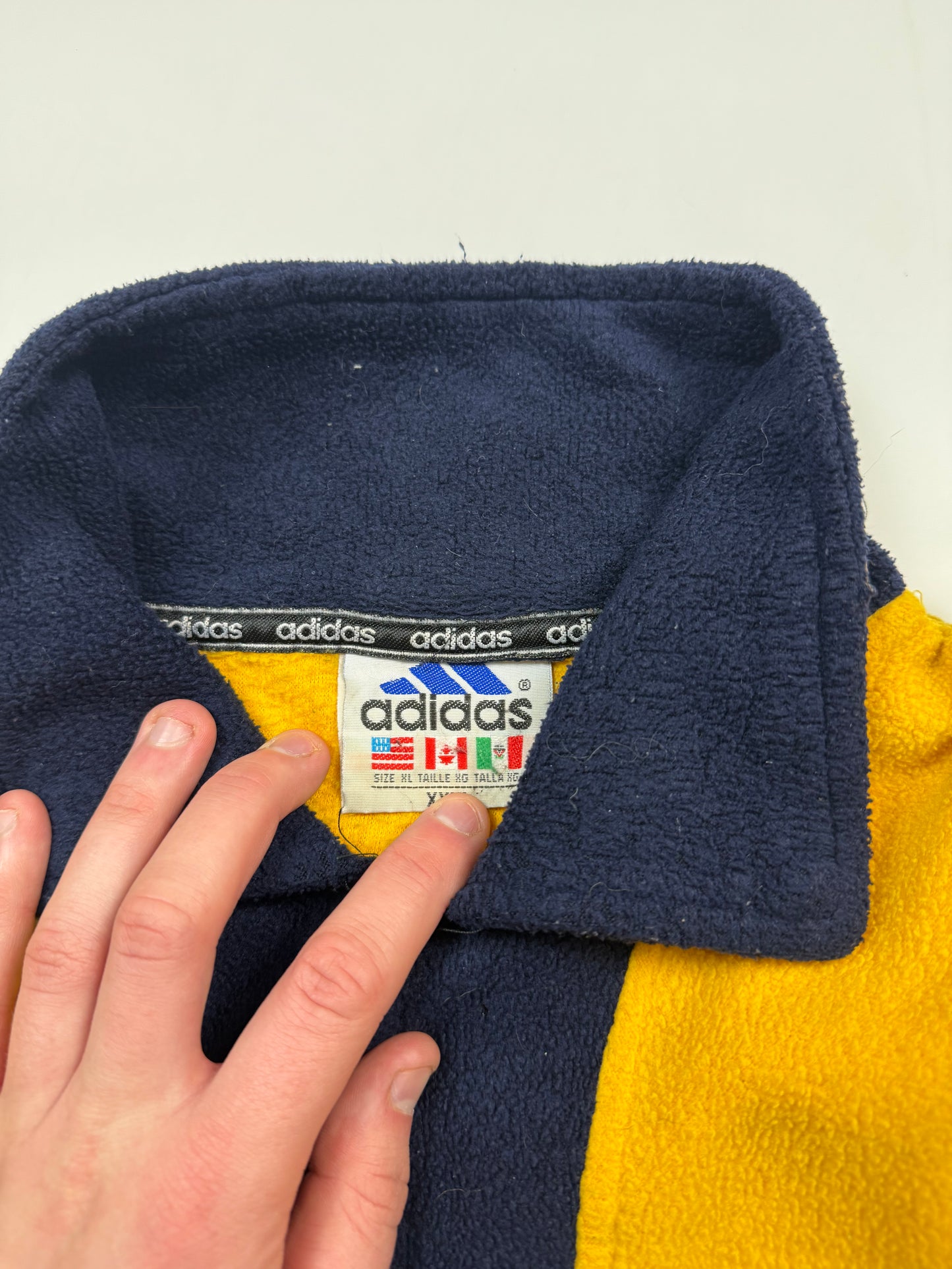 Vintage 90s Adidas spell out quarter zip fleece (XL)