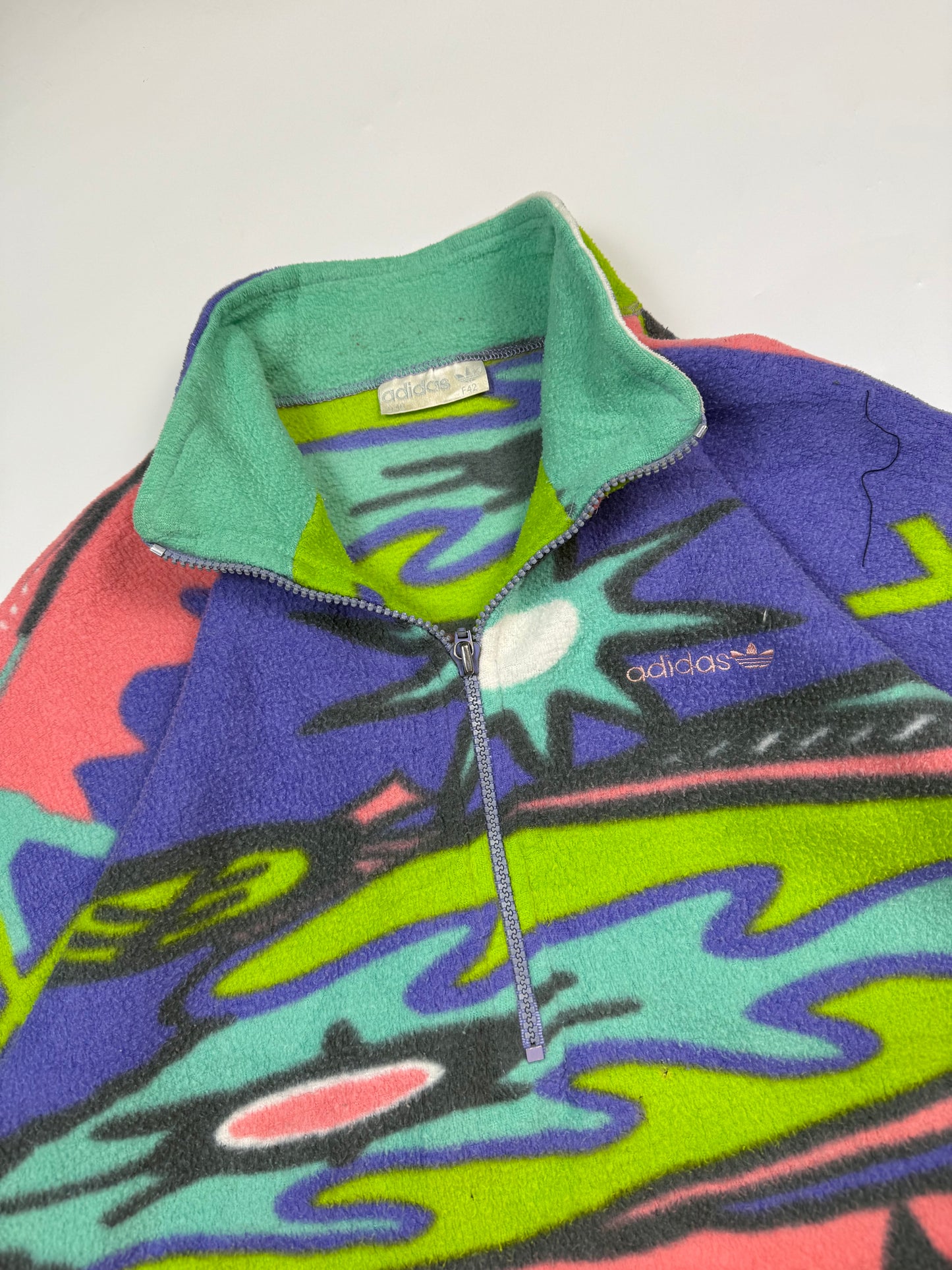 Vintage 90s adidas originals abstract quarter zip fleece (M)