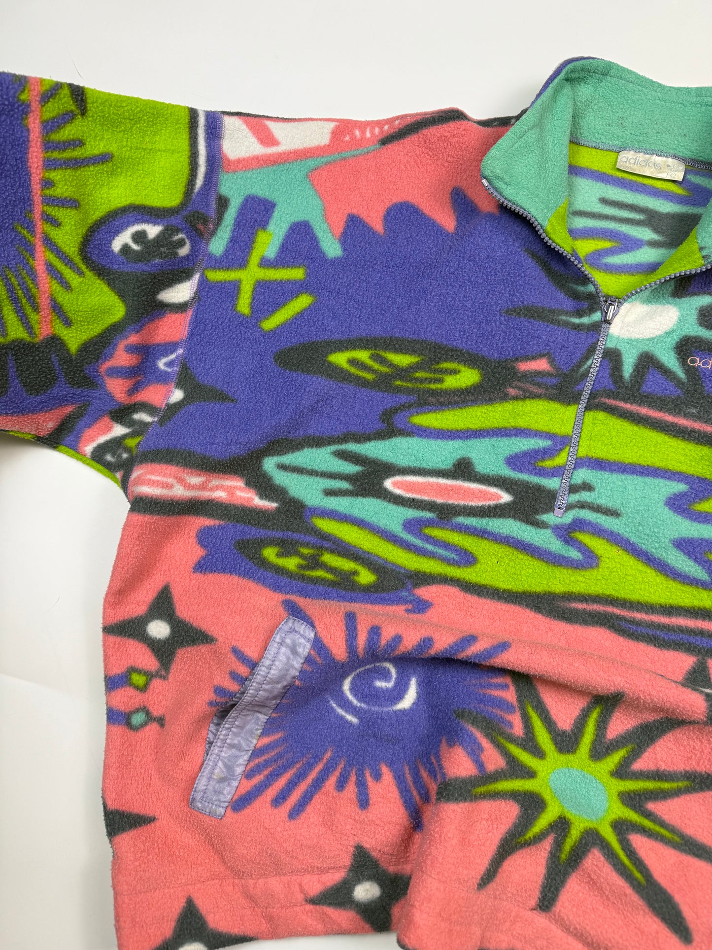 Vintage 90s adidas originals abstract quarter zip fleece (M)