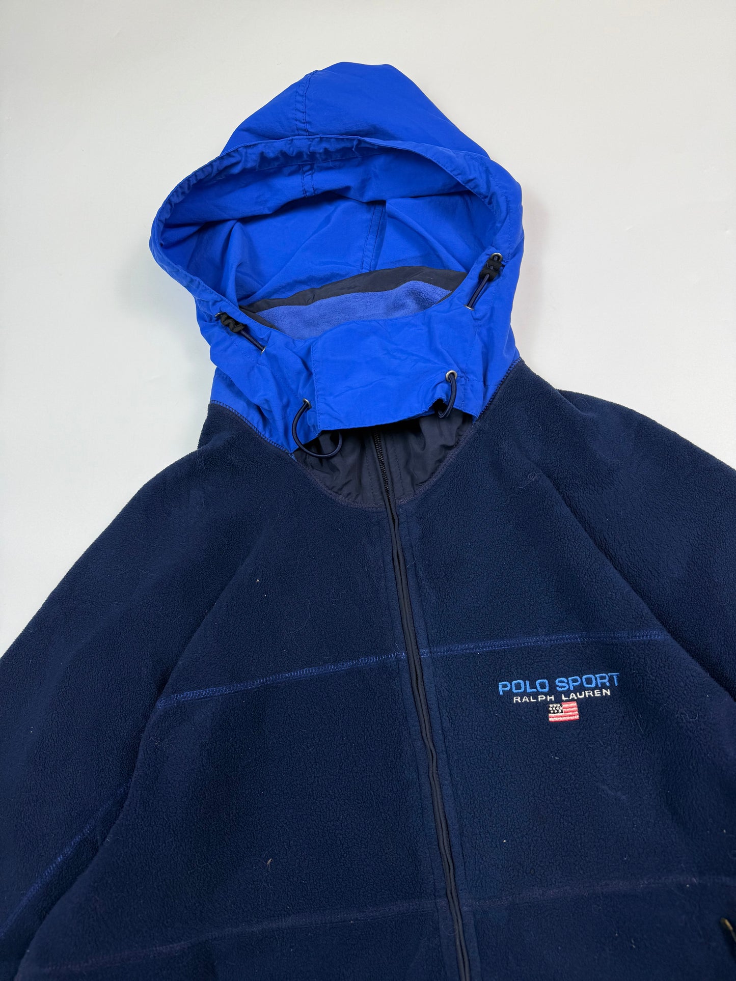 Vintage 90s Polo Sport hooded fleece jacket (XL)