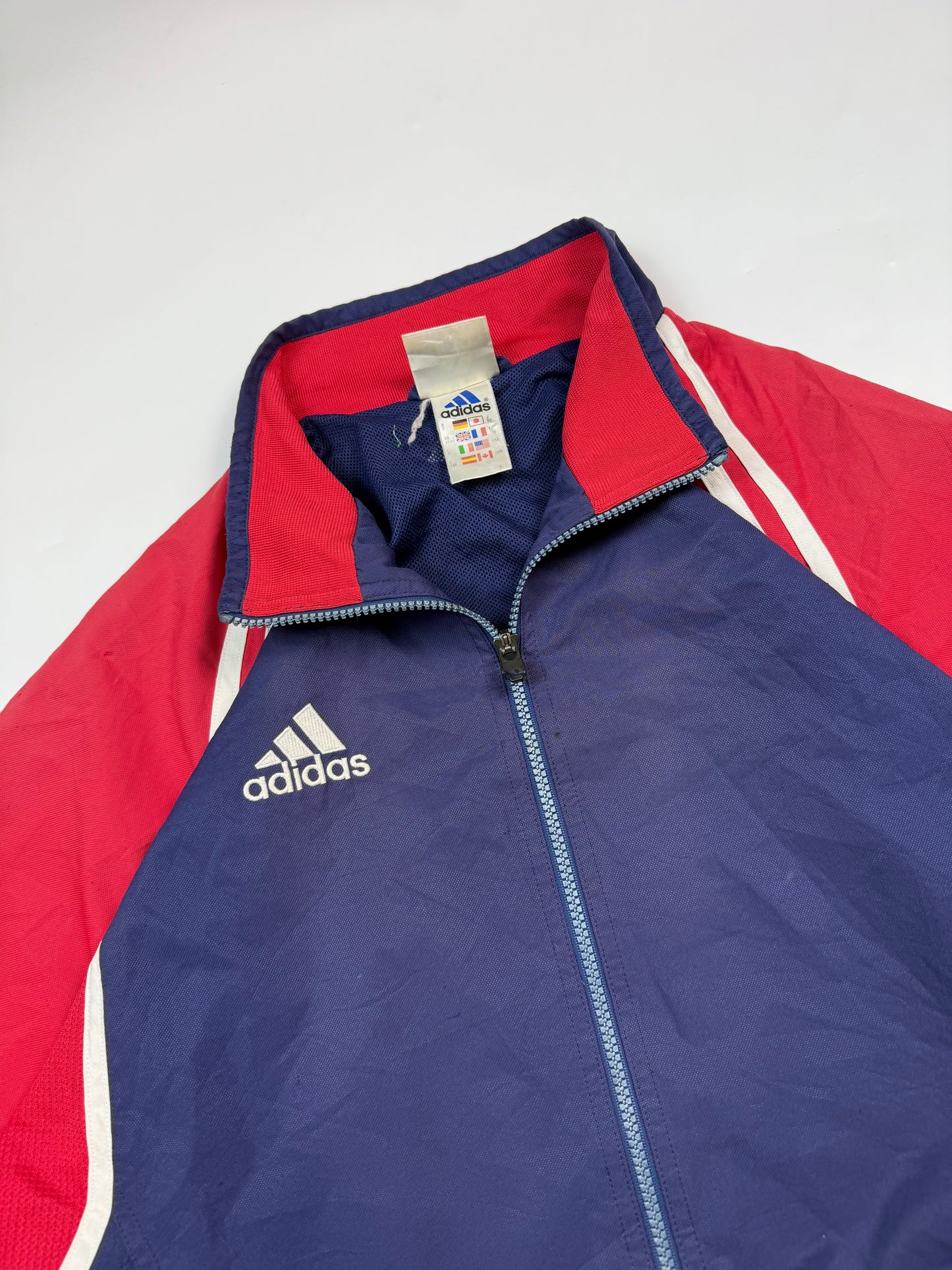 Vintage 90s Adidas colour block track jacket (L)