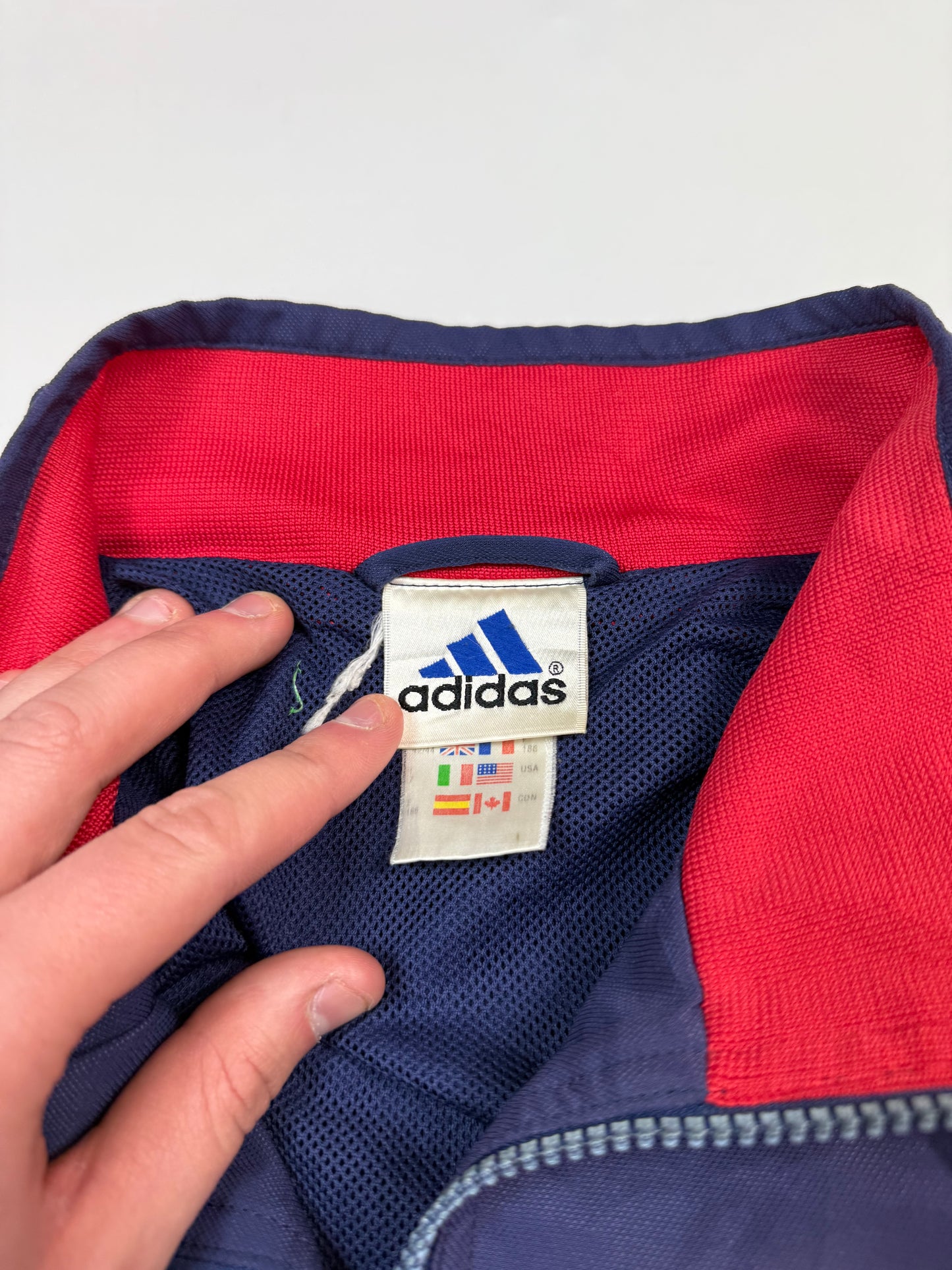 Vintage 90s Adidas colour block track jacket (L)