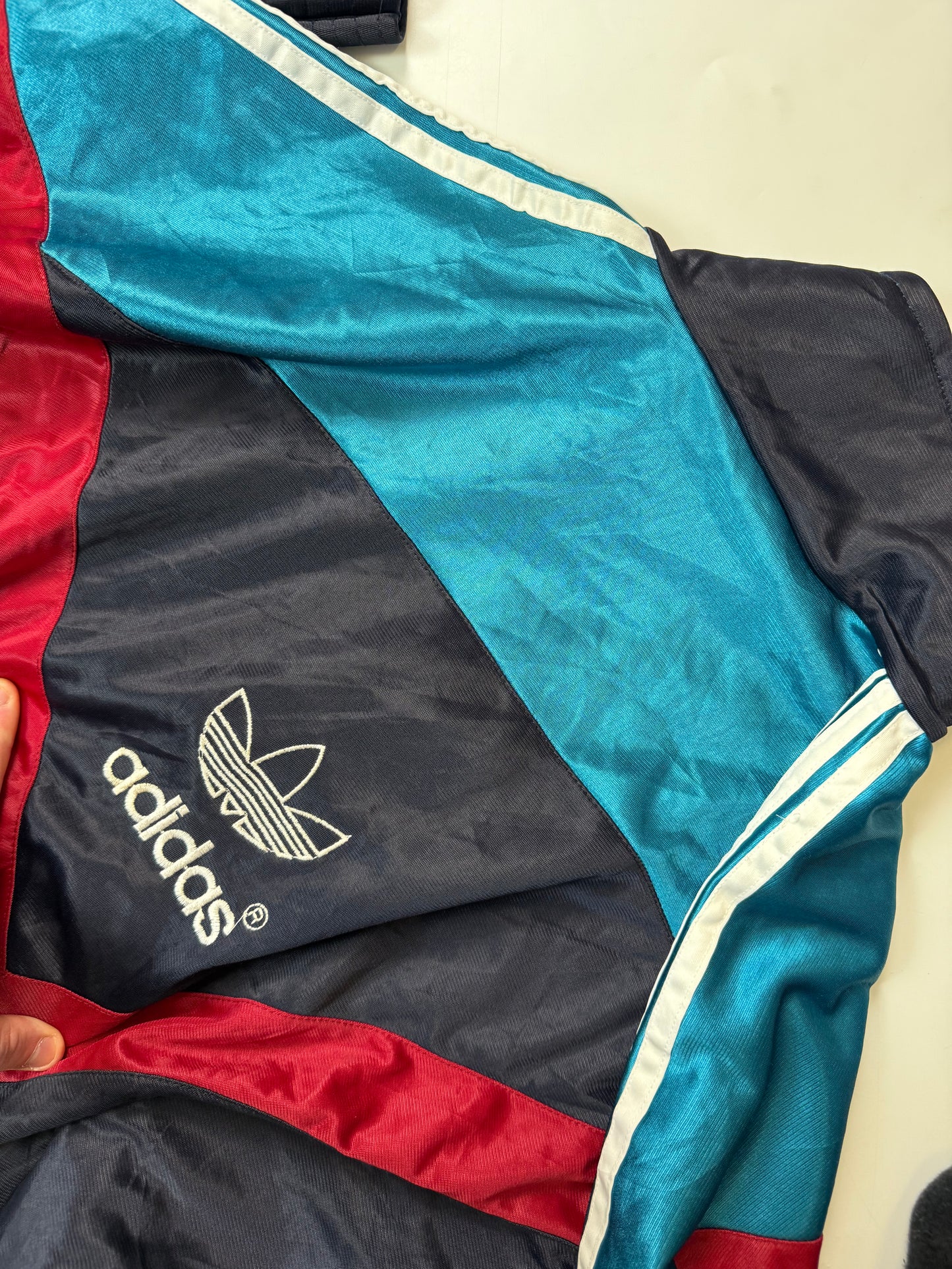 Vintage 90s Adidas originals colour block track jacket (M)