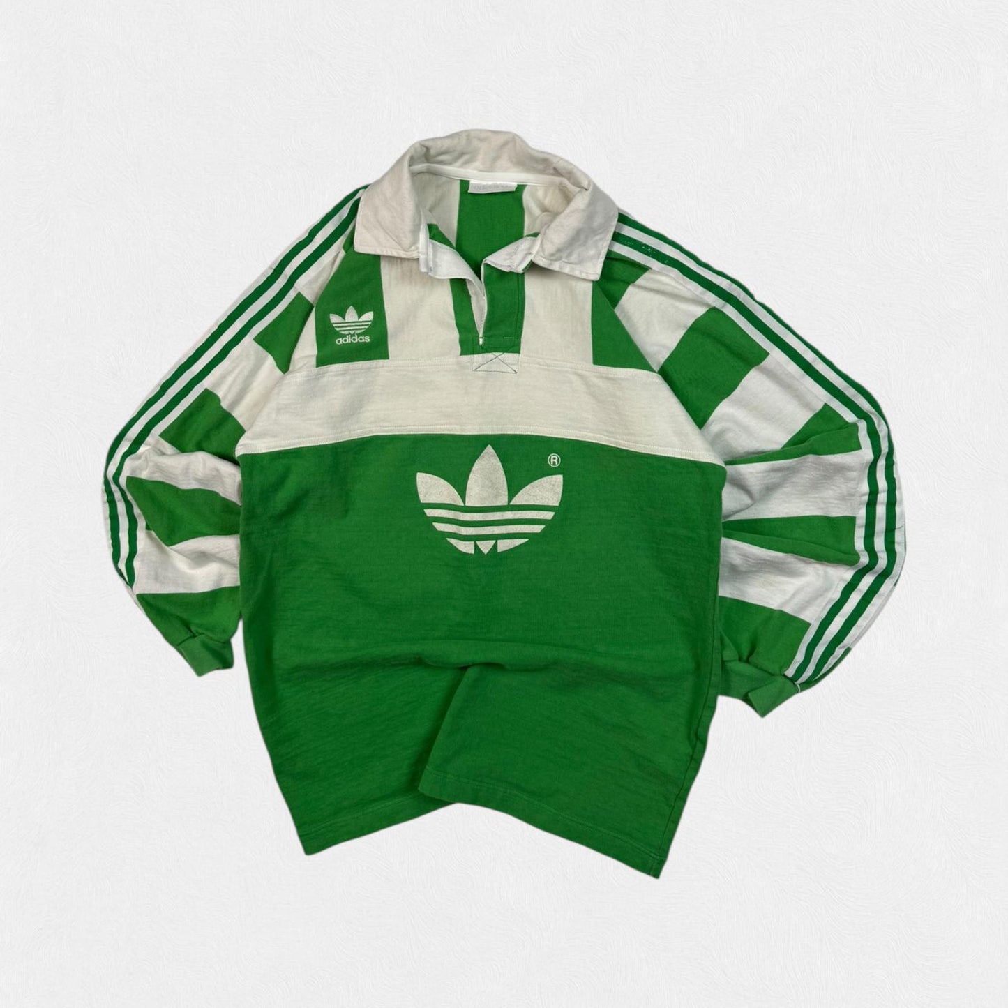 Vintage 90s adidas originals striped rugby polo shirt (L)