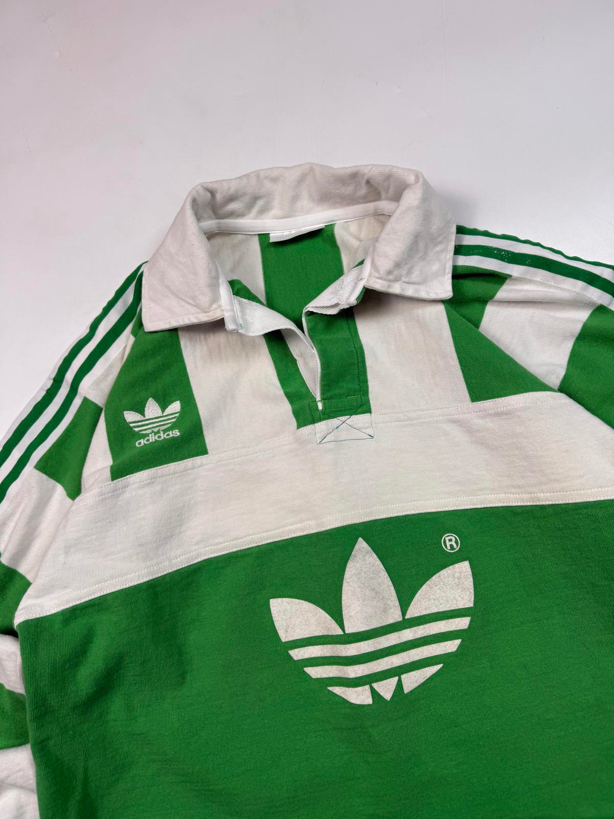 Vintage 90s adidas originals striped rugby polo shirt (L)