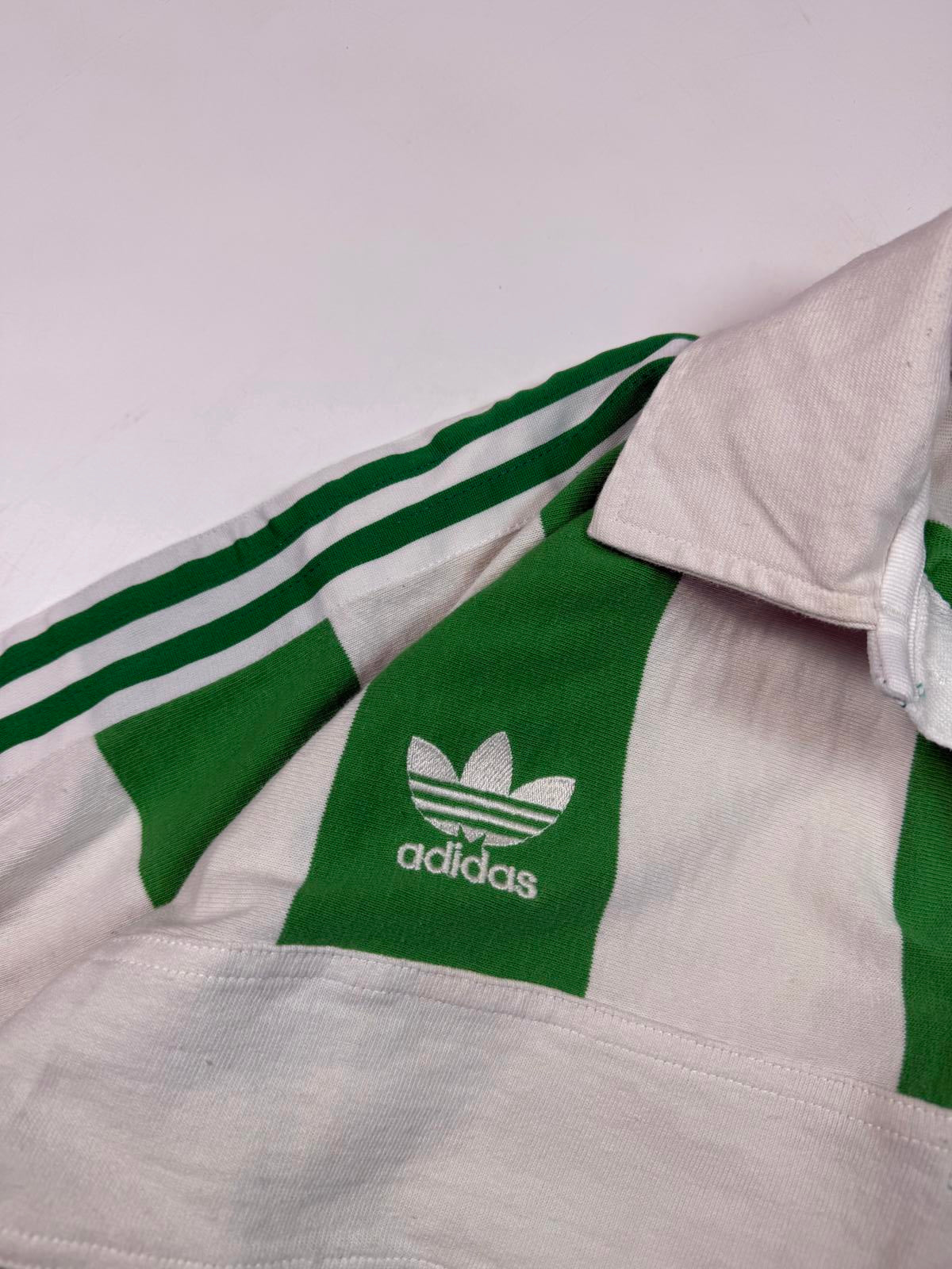 Vintage 90s adidas originals striped rugby polo shirt (L)