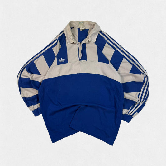 Vintage 90s adidas originals striped rugby polo shirt (XL)