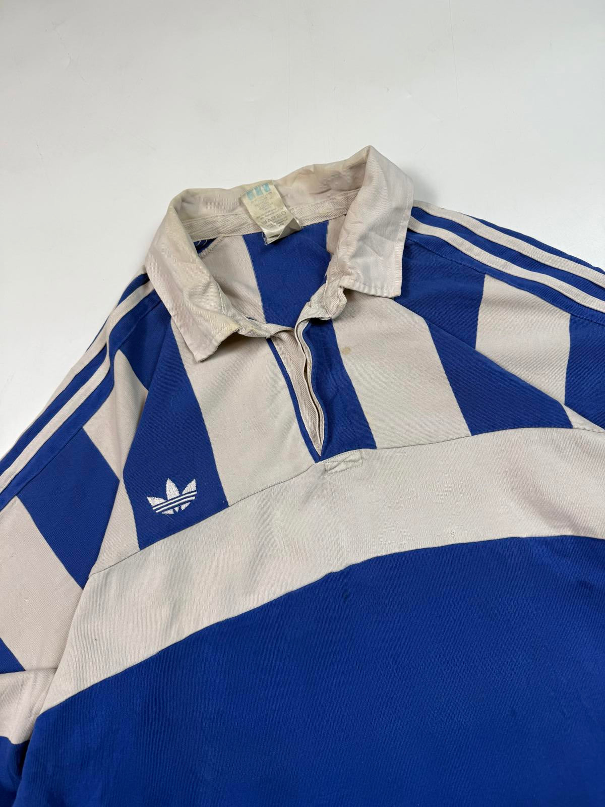 Vintage 90s adidas originals striped rugby polo shirt (XL)