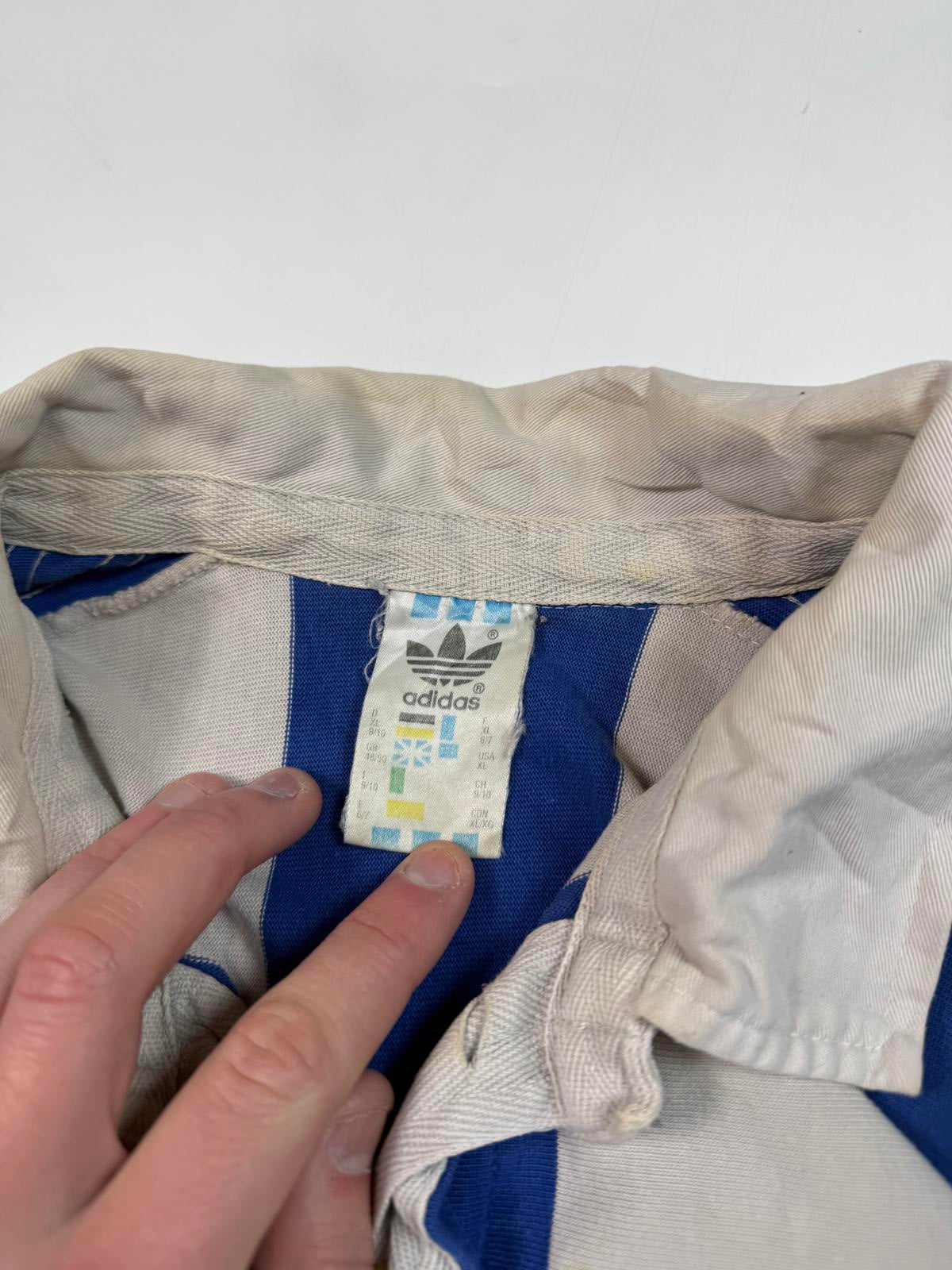 Vintage 90s adidas originals striped rugby polo shirt (XL)