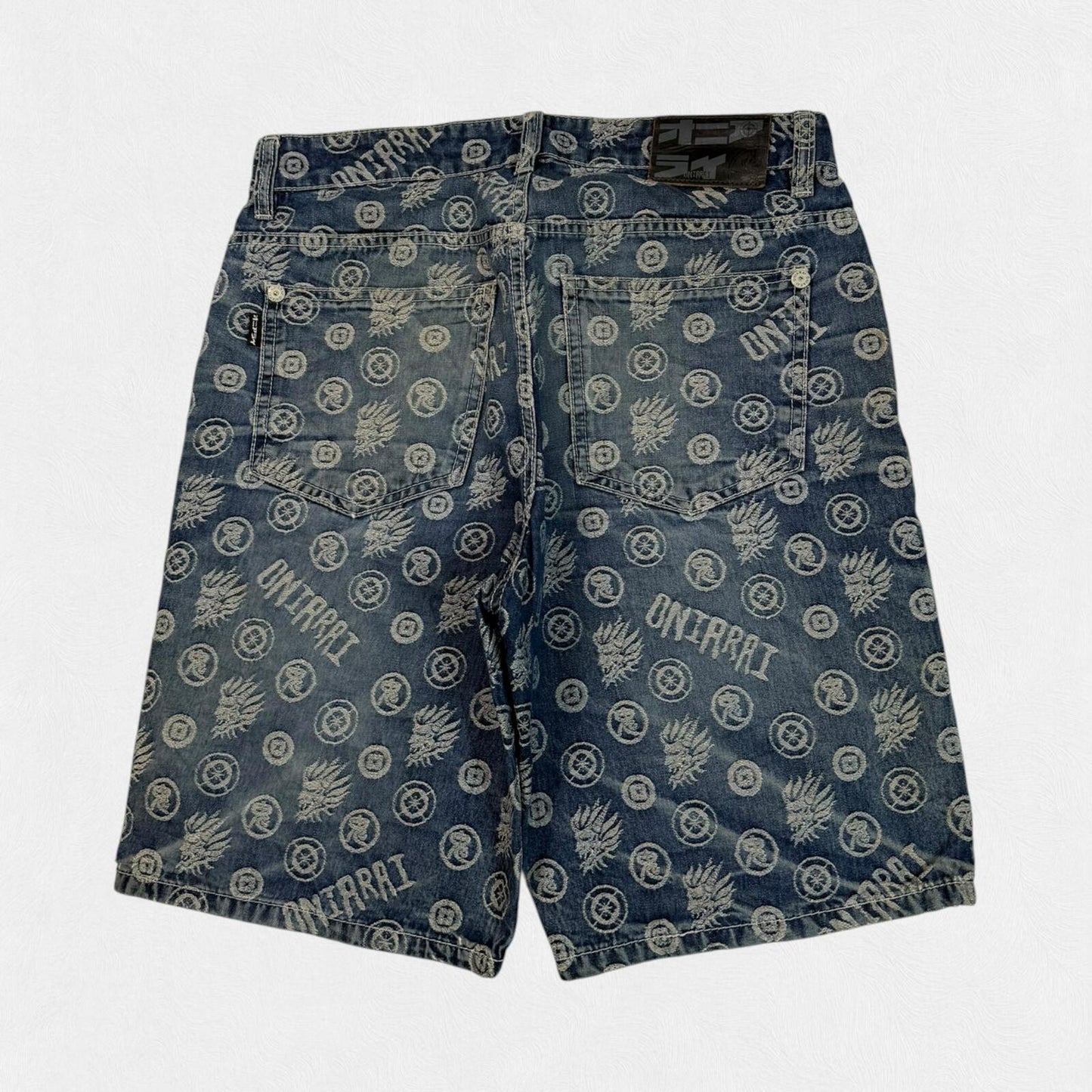 Vintage Y2K all over print hip hop jorts (W32)