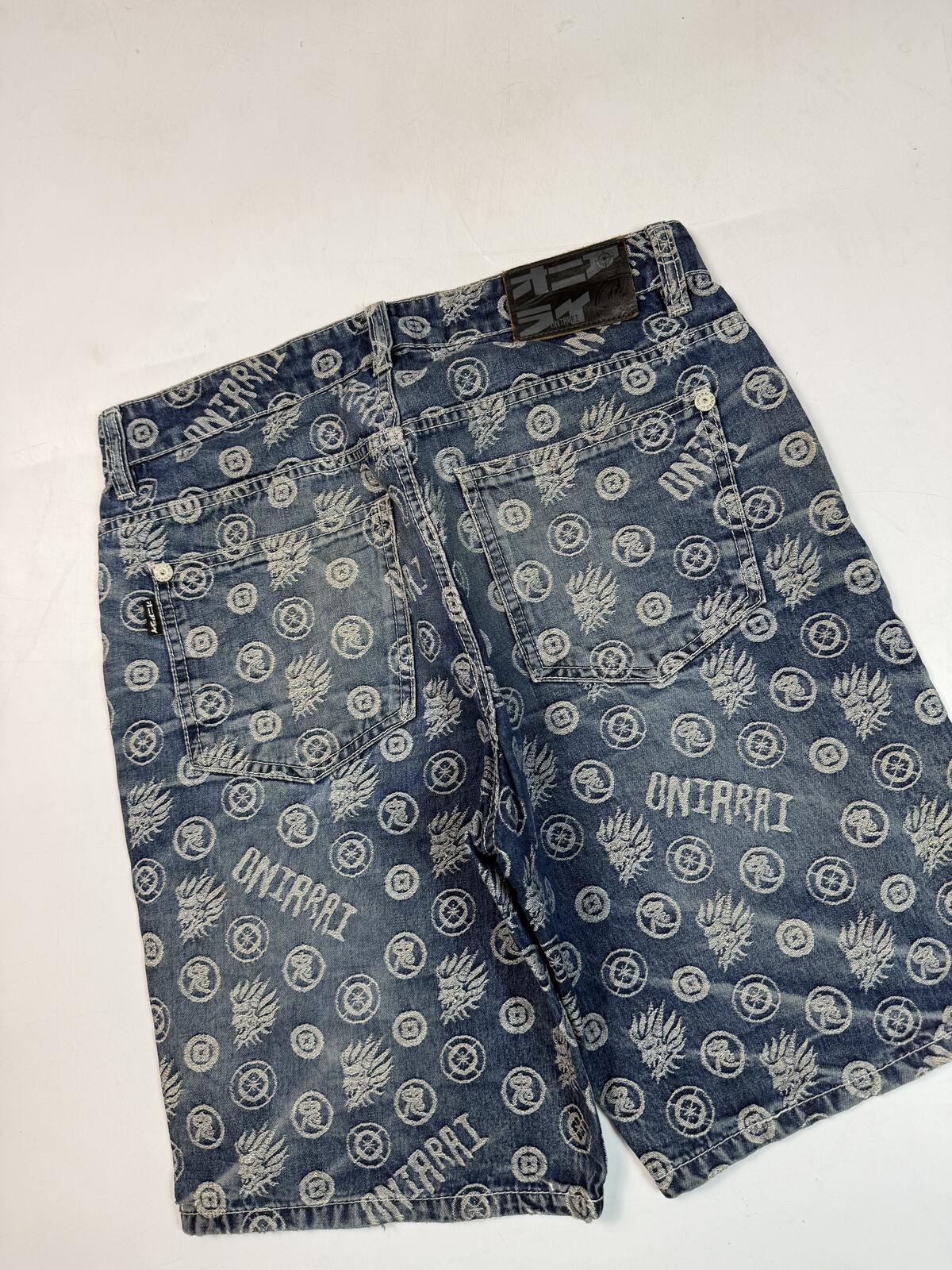 Vintage Y2K all over print hip hop jorts (W32)