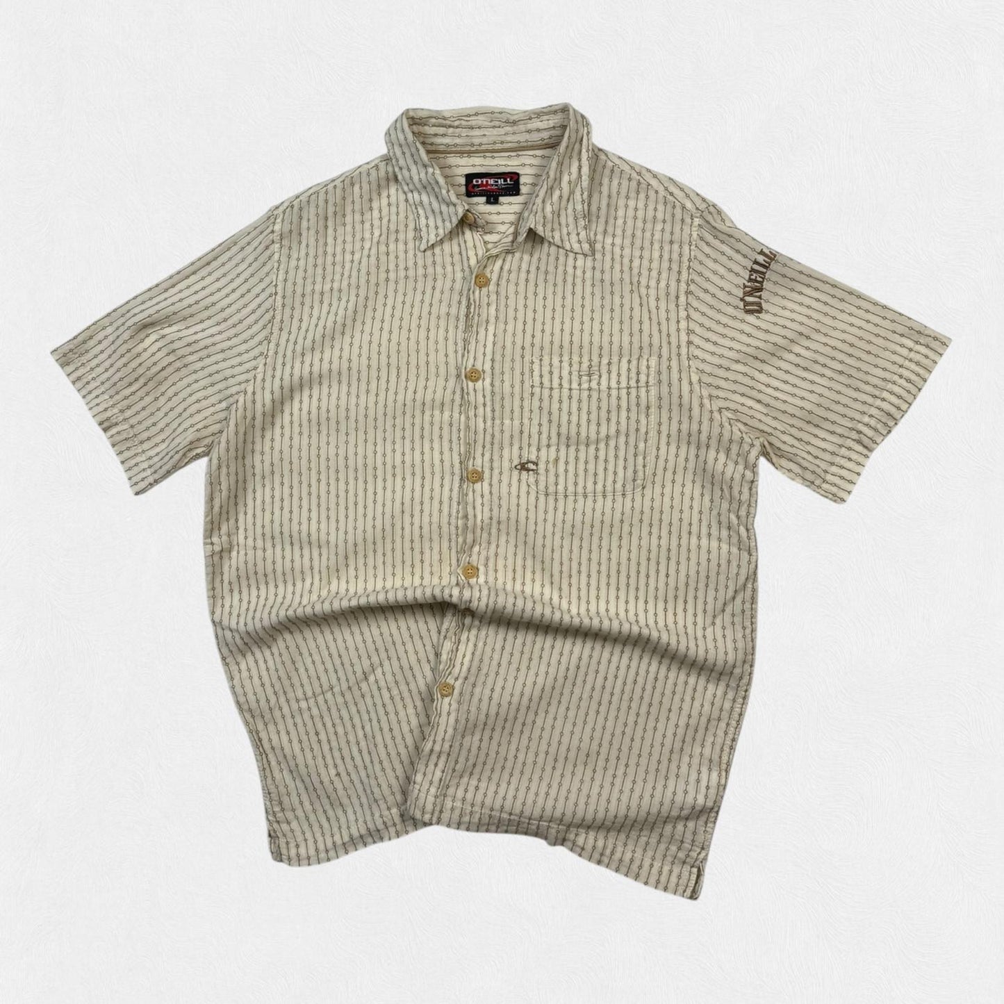 Vintage Y2K O'neill striped short sleeve shirt (L)