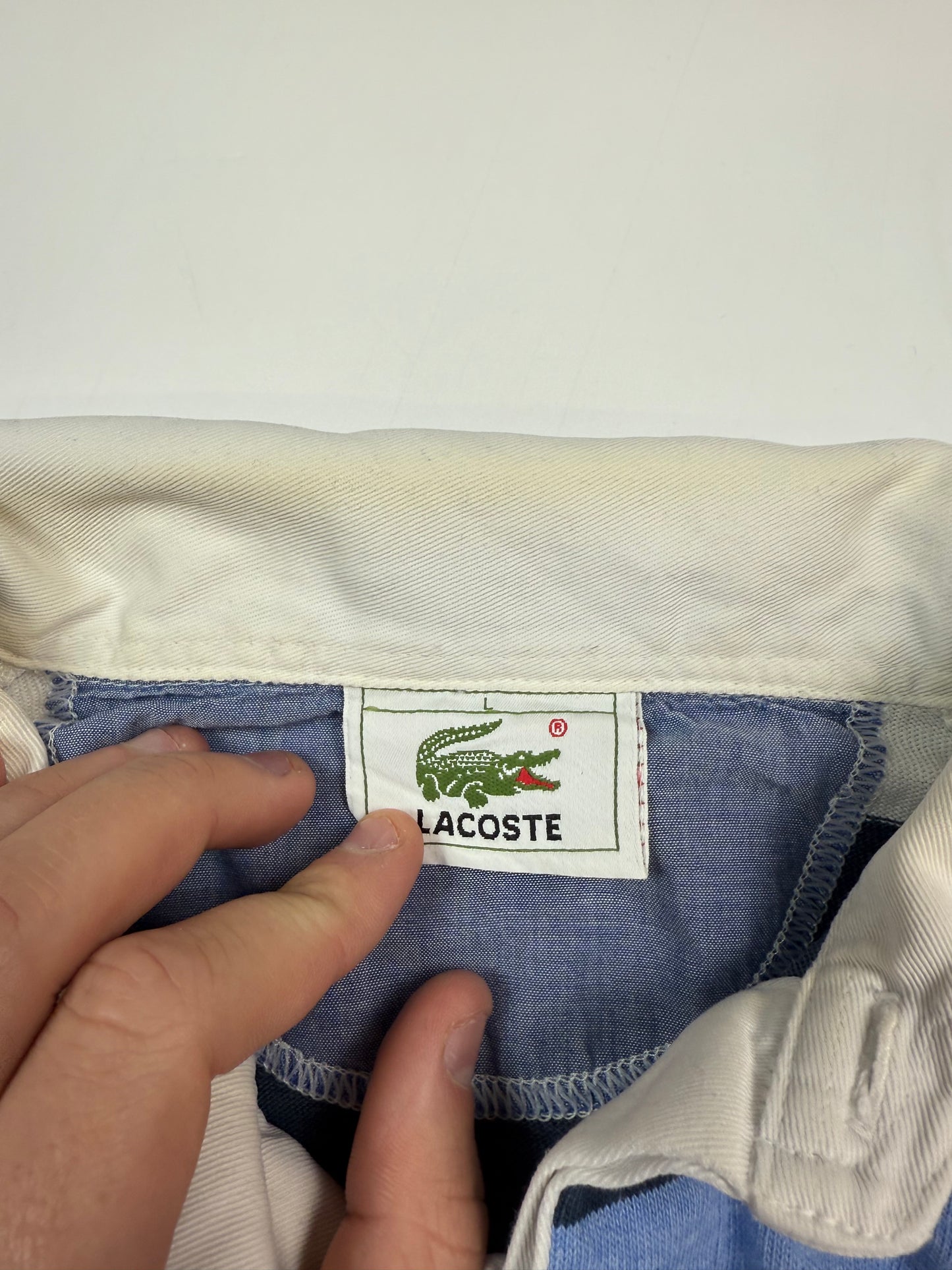 Vintage Lacoste striped rugby polo shirt (L)