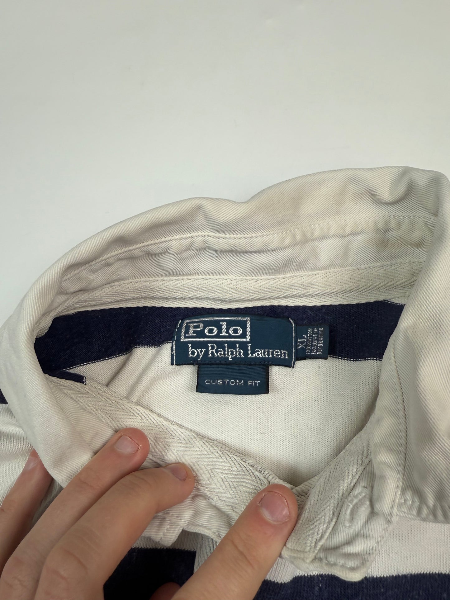 Vintage Polo Ralph Lauren big pony striped rugby polo shirt (XL)