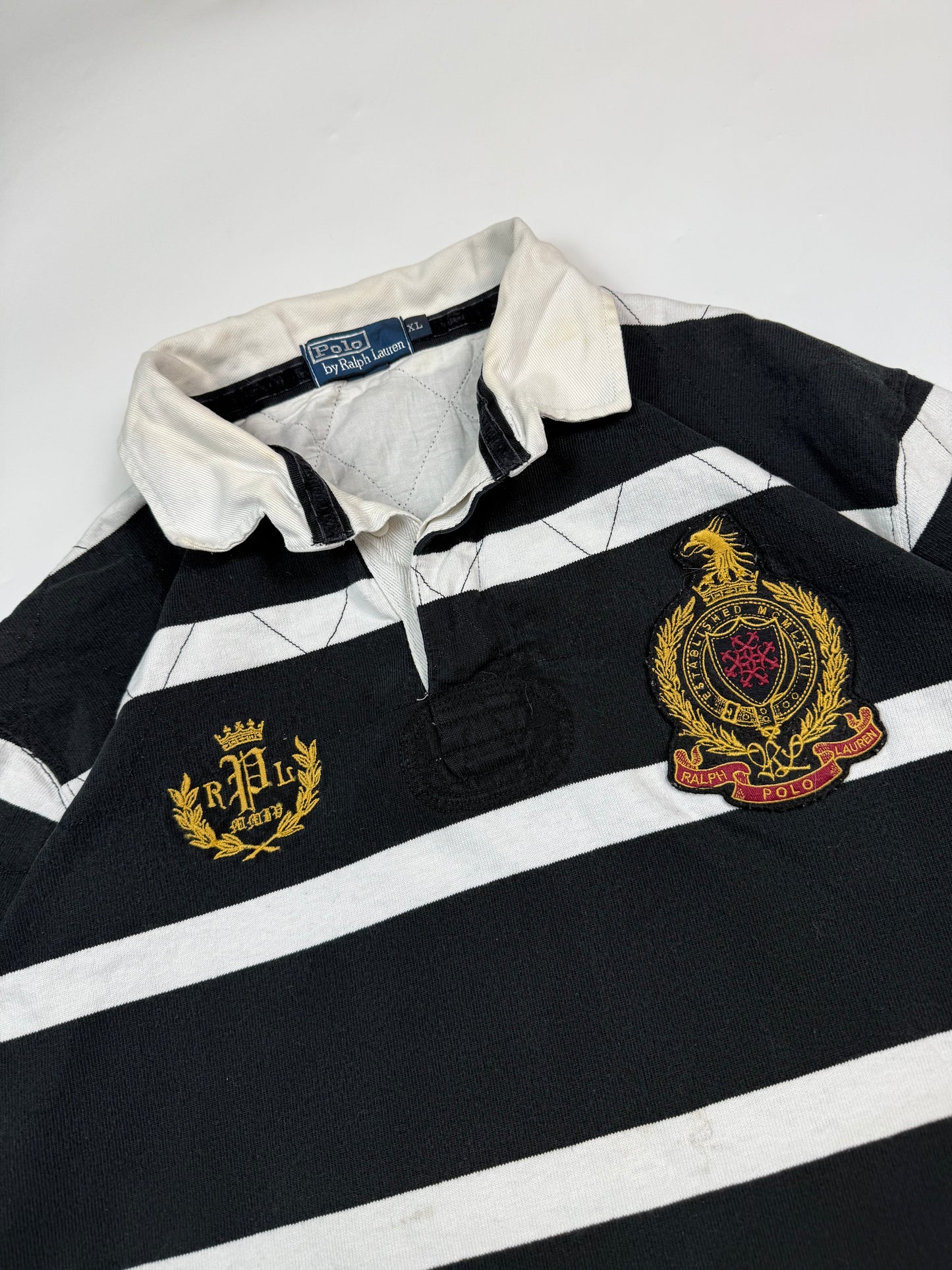 Vintage Polo Ralph Lauren striped rugby polo shirt (XL)