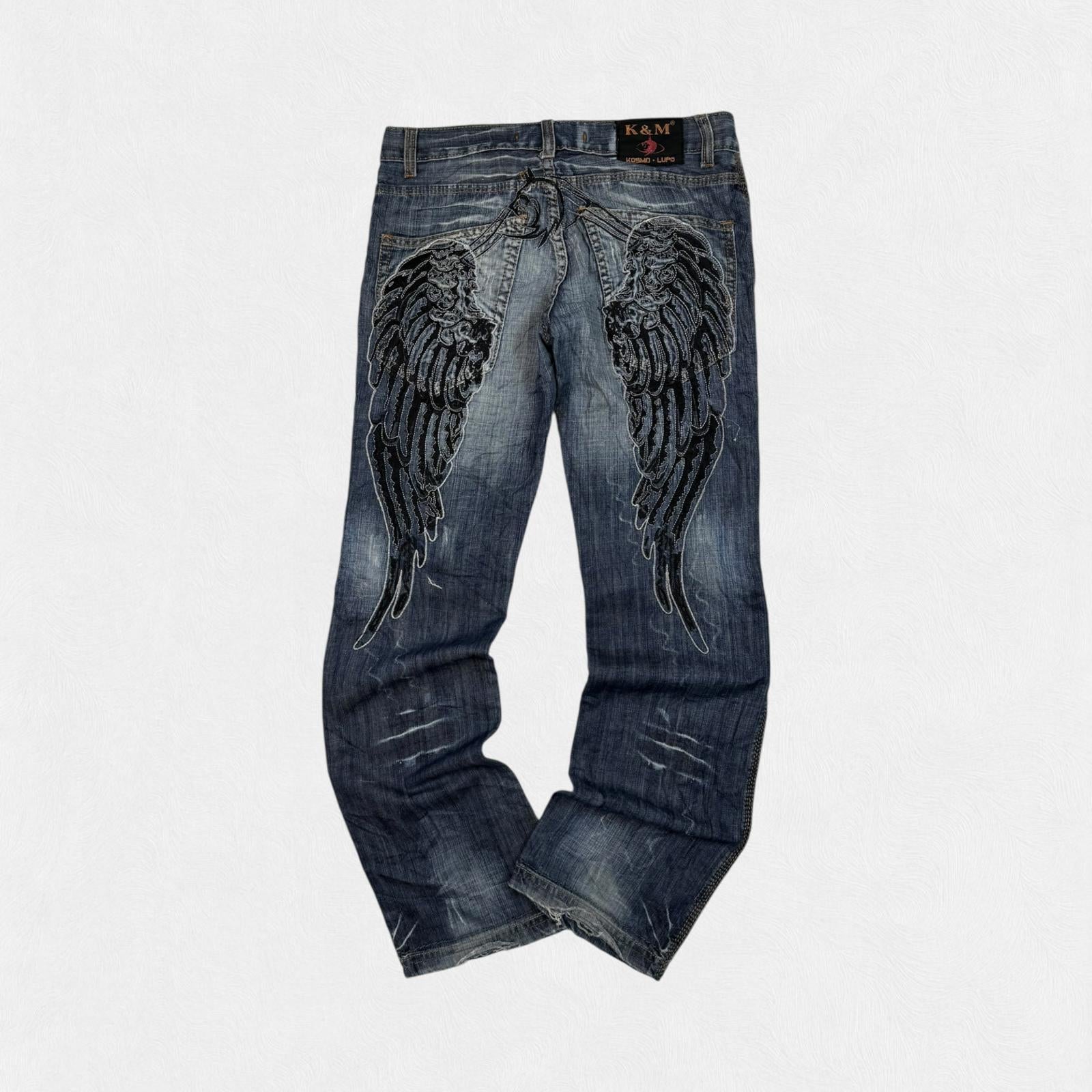 Vintage Y2K embroidered hip hop Jeans (W32)