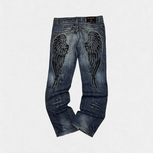 Vintage Y2K embroidered hip hop Jeans (W32)