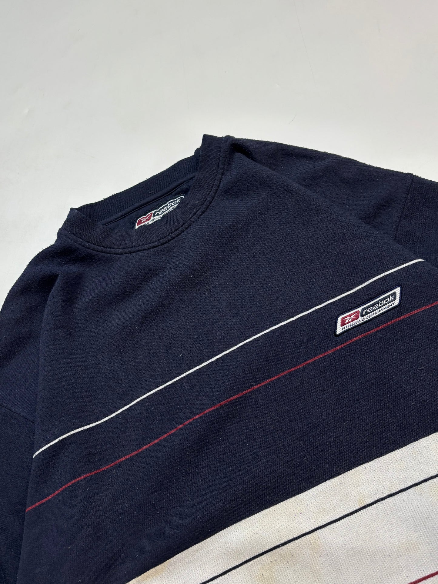 Vintage Reebok athletic dept striped sweatshirt (L)