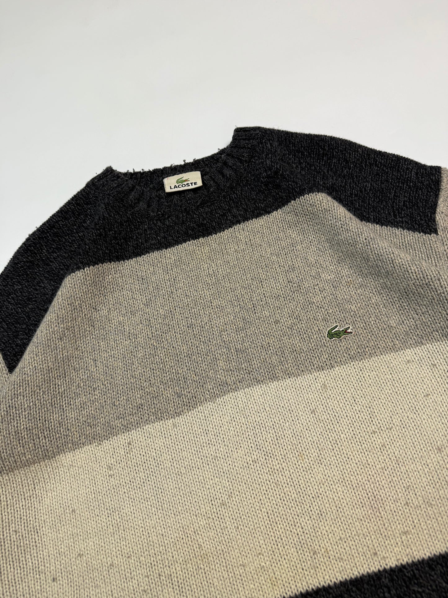 Vintage Lacoste striped wool knit sweater (XXL)