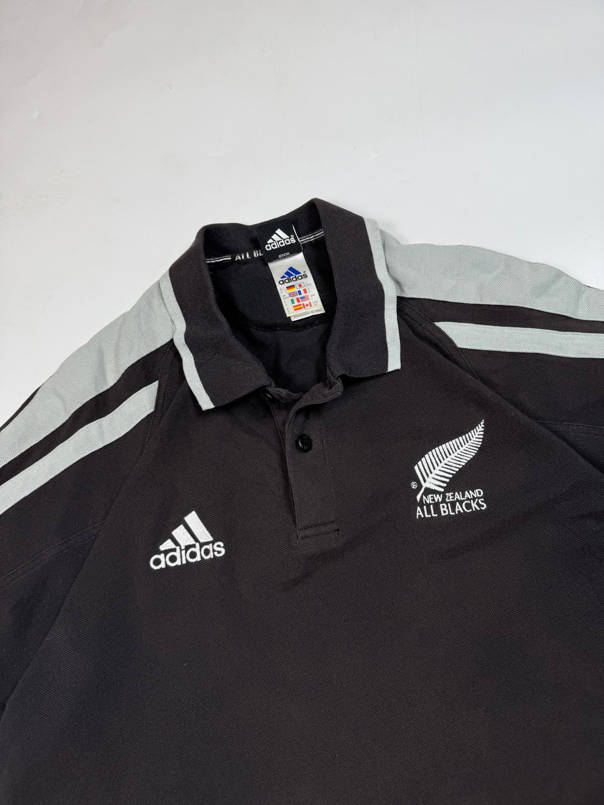 Vintage New Zealand 2002/03 Adidas rugby polo shirt (L)