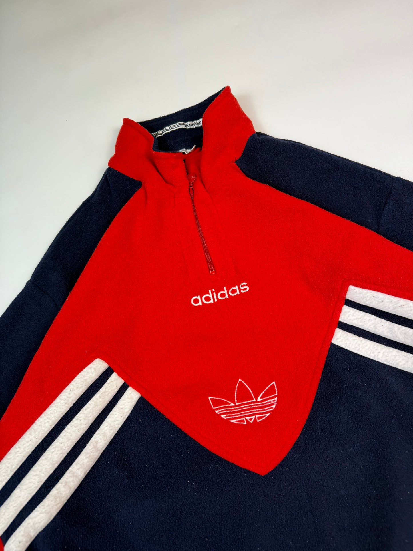Vintage 90s Adidas originals colour block quarter zip fleece (M)