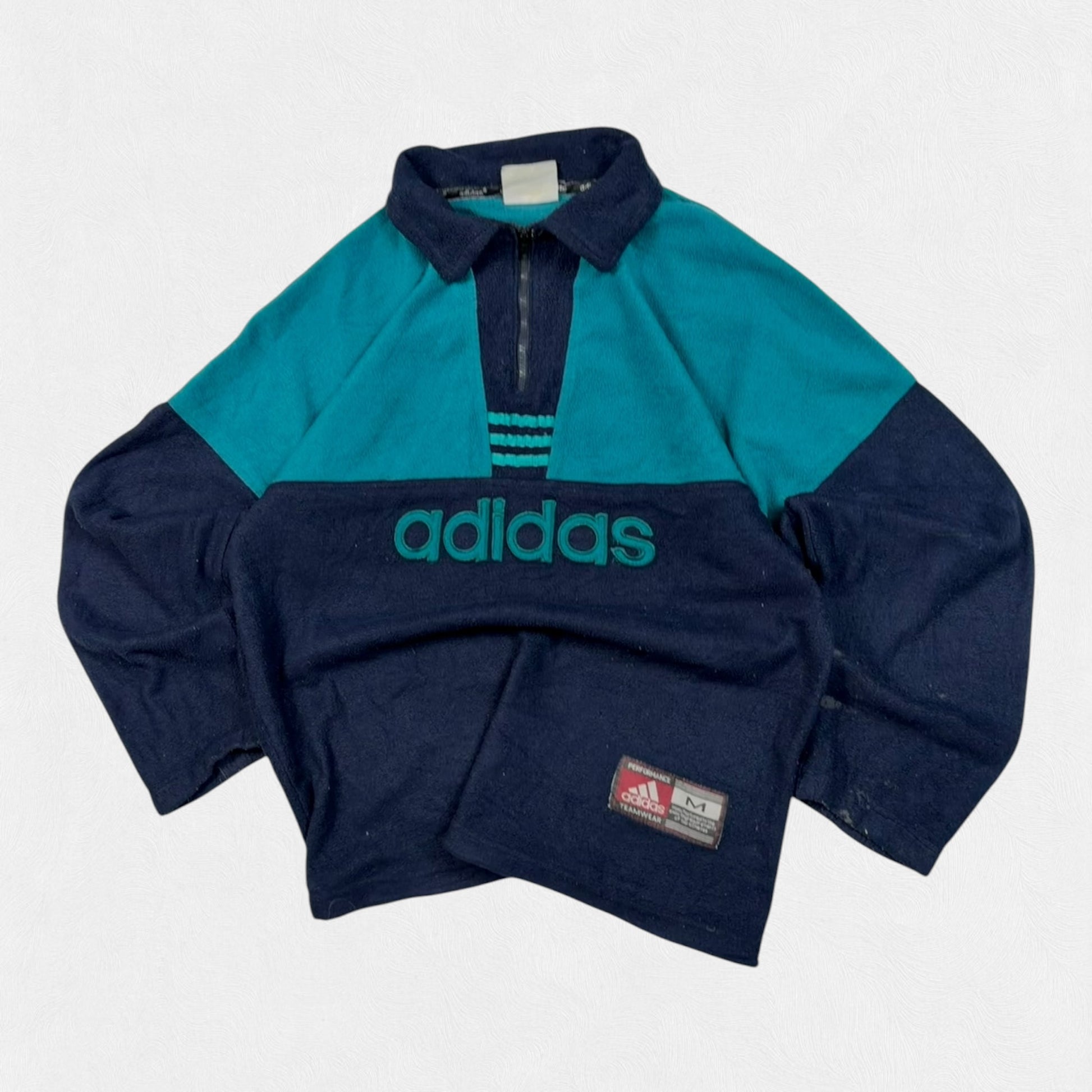 Vintage 90s Adidas spell out quarter zip fleece (M)