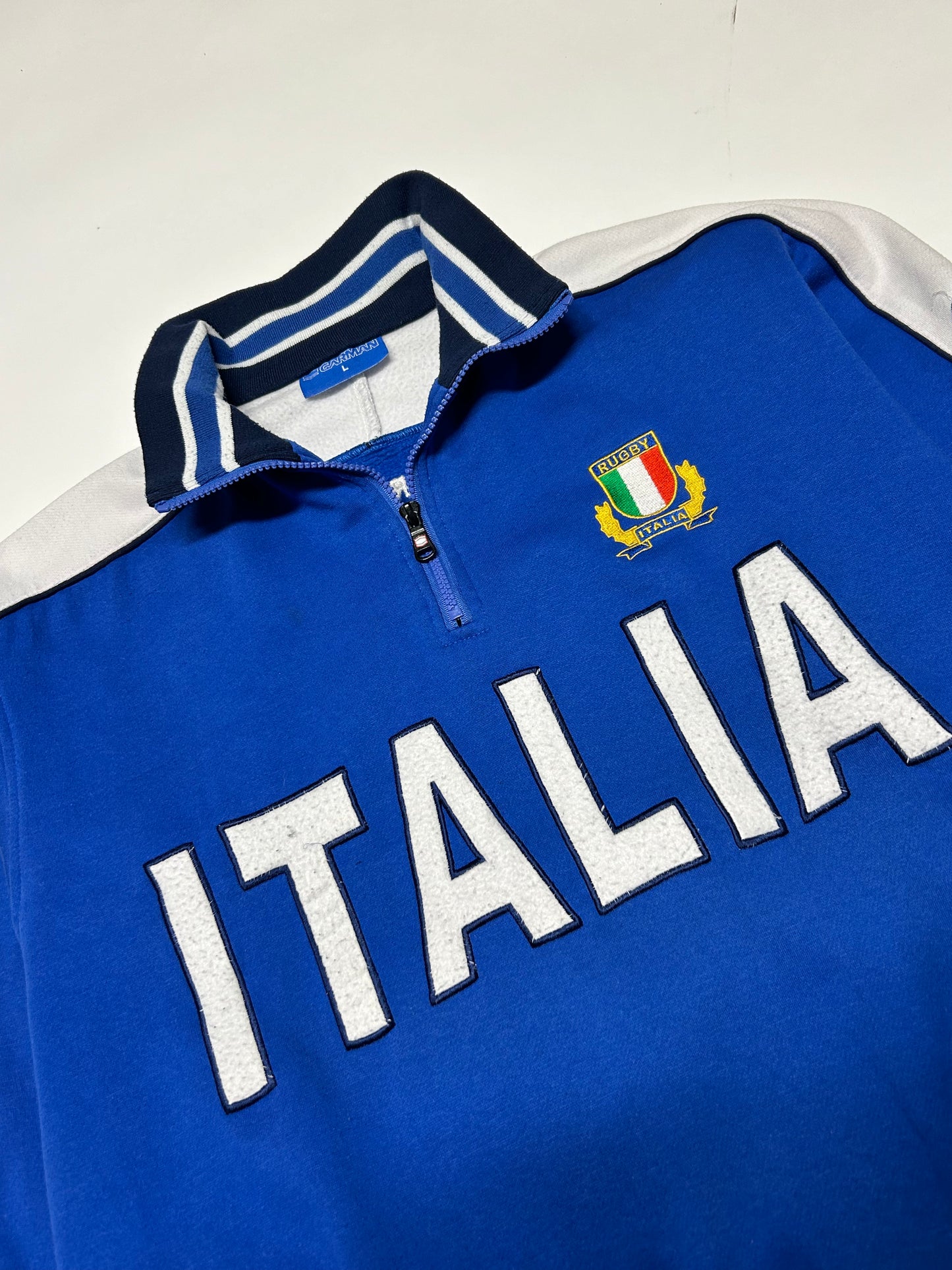Vintage Italy rugby spell out quarter zip sweatshirt (L)