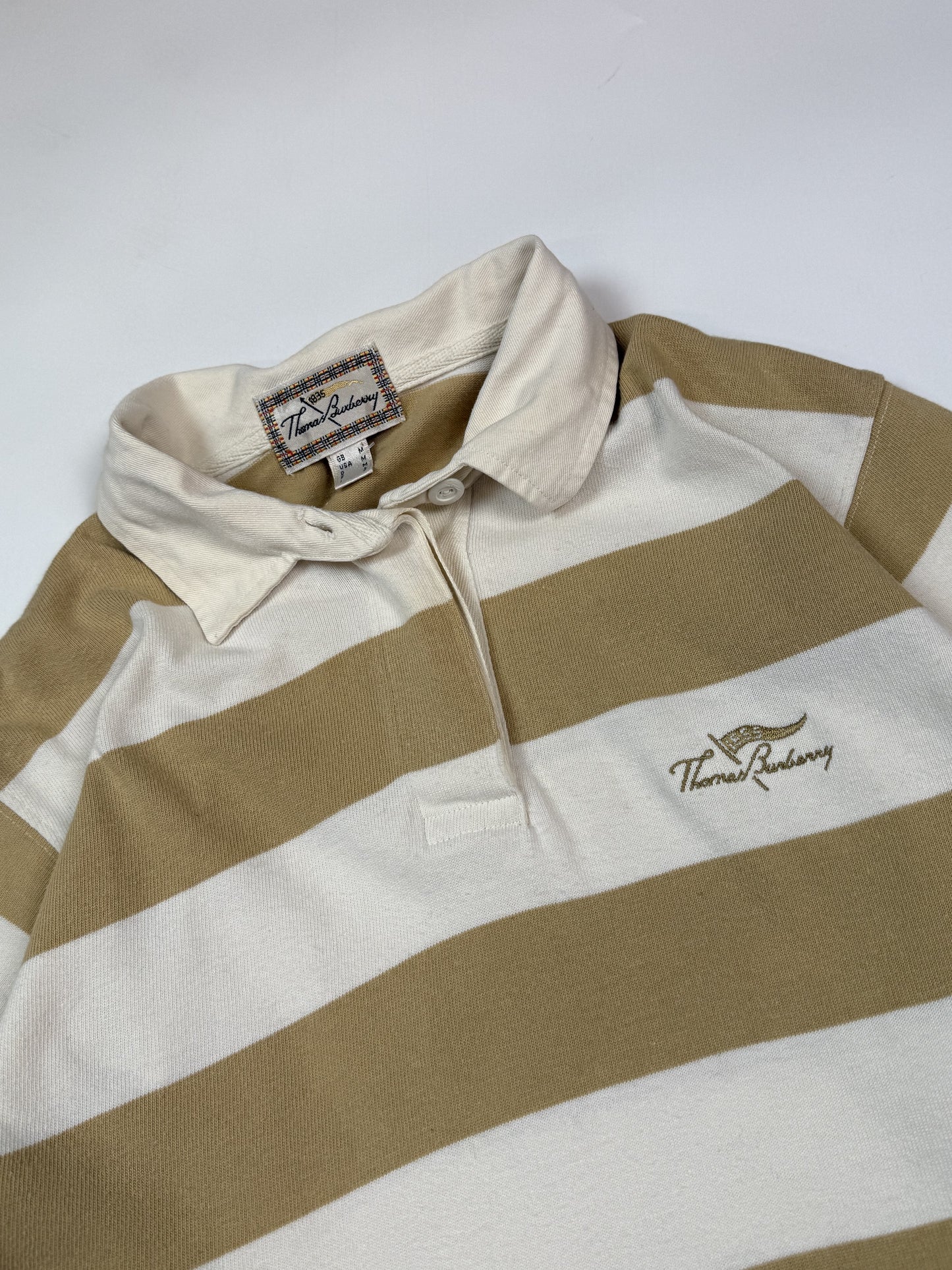 Vintage Thomas Burberry striped rugby polo (M)