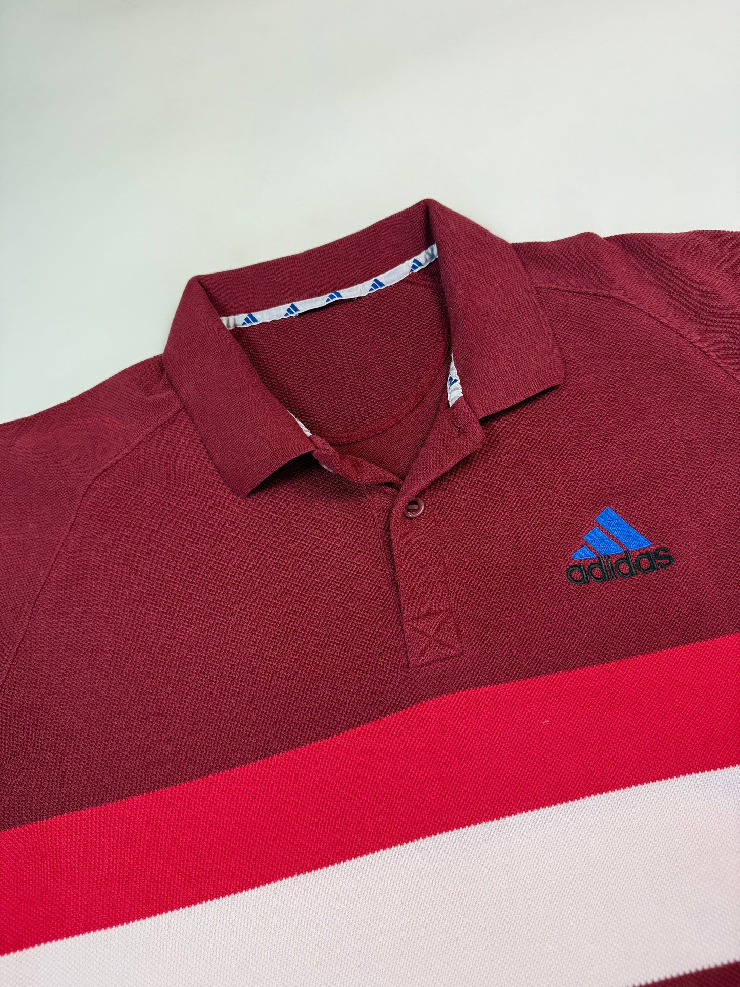 Vintage 90s Adidas striped polo shirt (L)