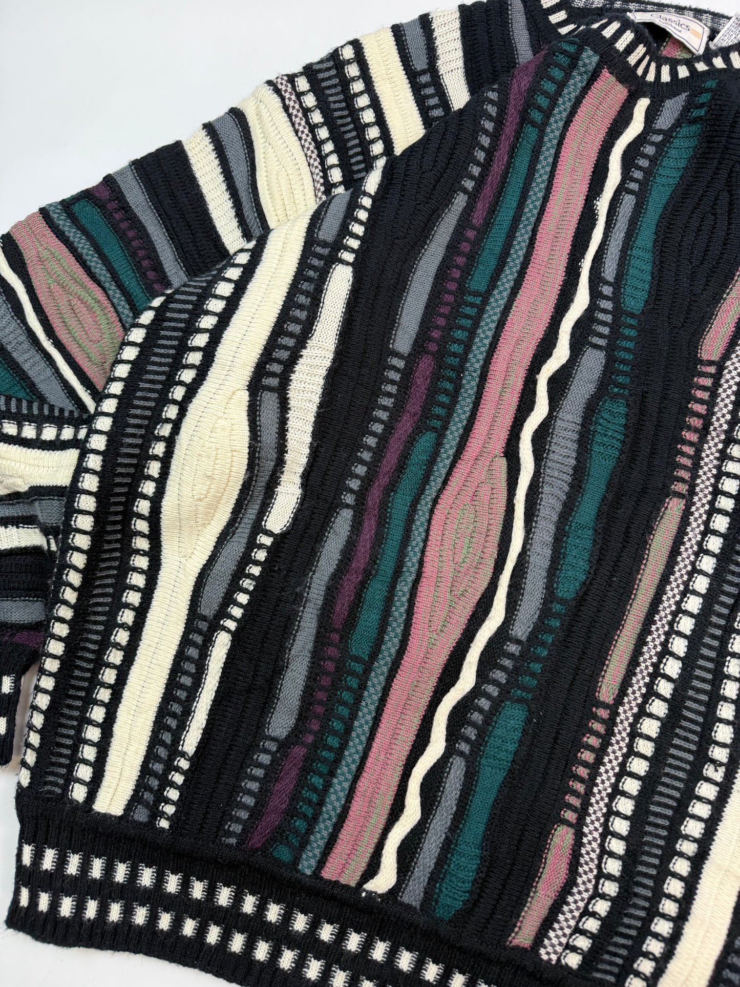 Vintage Coogi style abstract knit sweater (M)