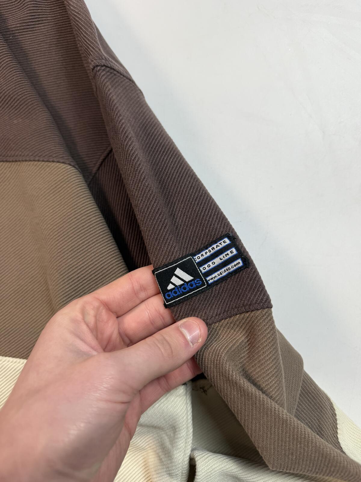 Vintage 90s adidas centre logo striped sweatshirt (S)