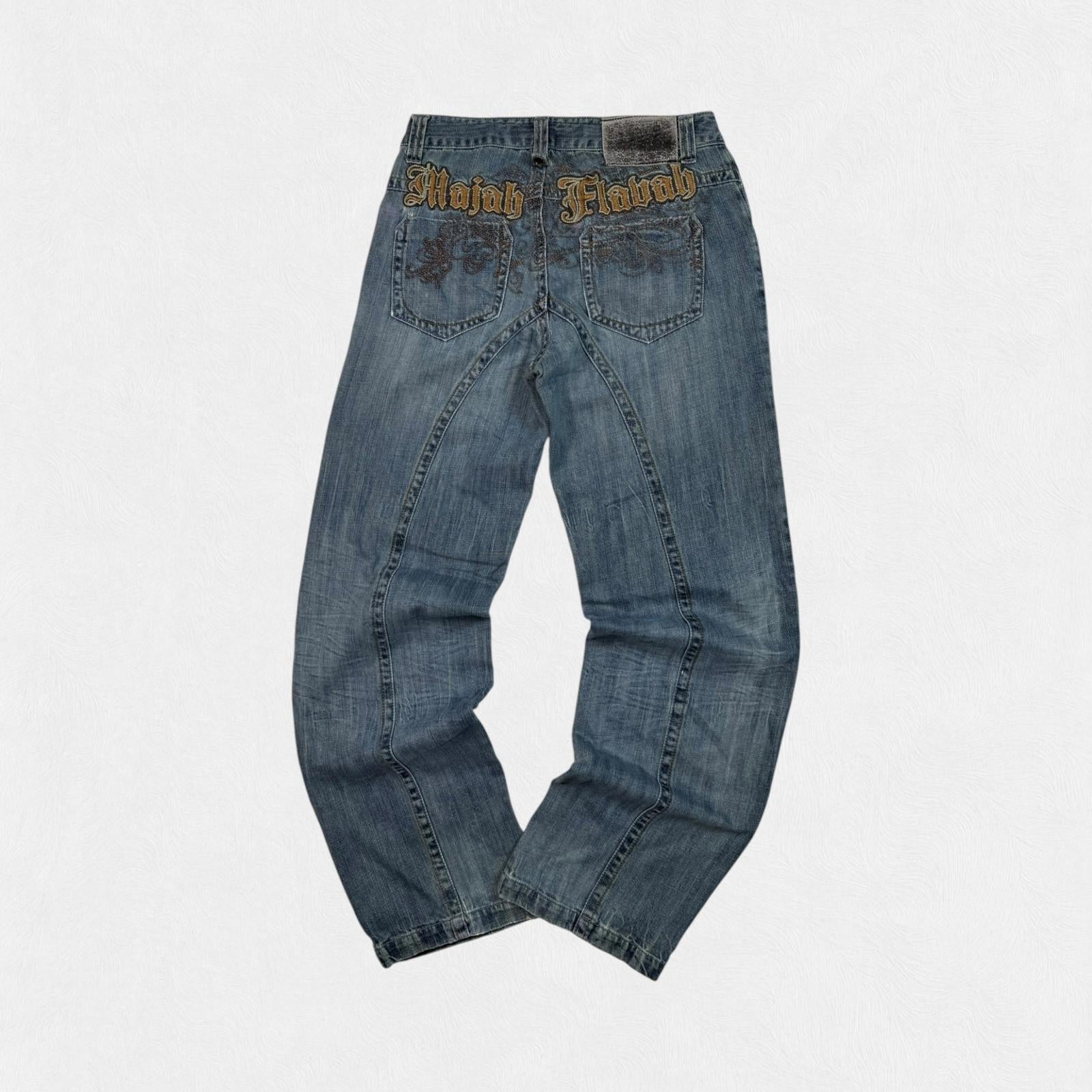 Vintage Y2K embroidered baggy hip hop Jeans (W30)