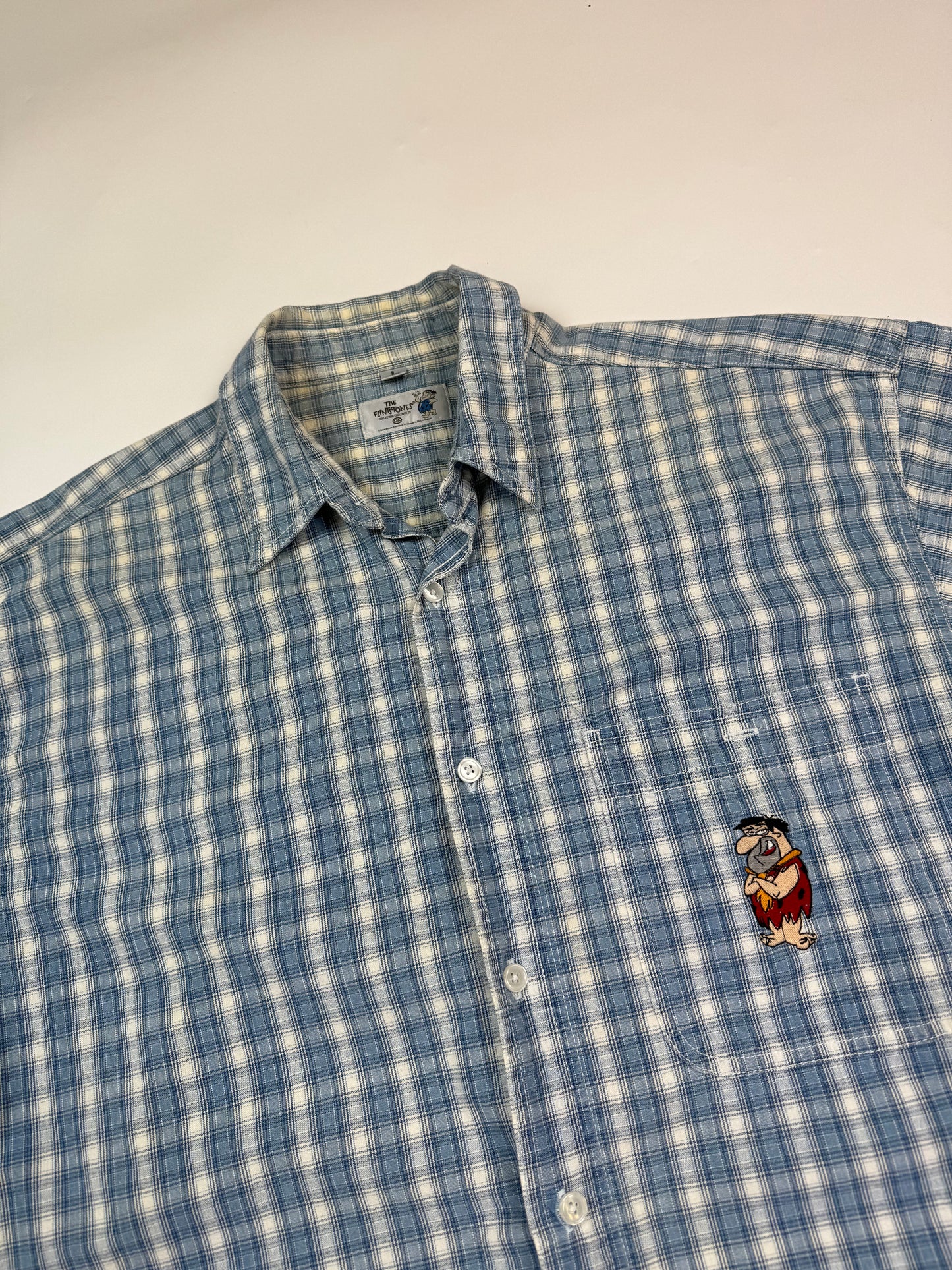 Vintage The Flintstones checkered short sleeve shirt (L)