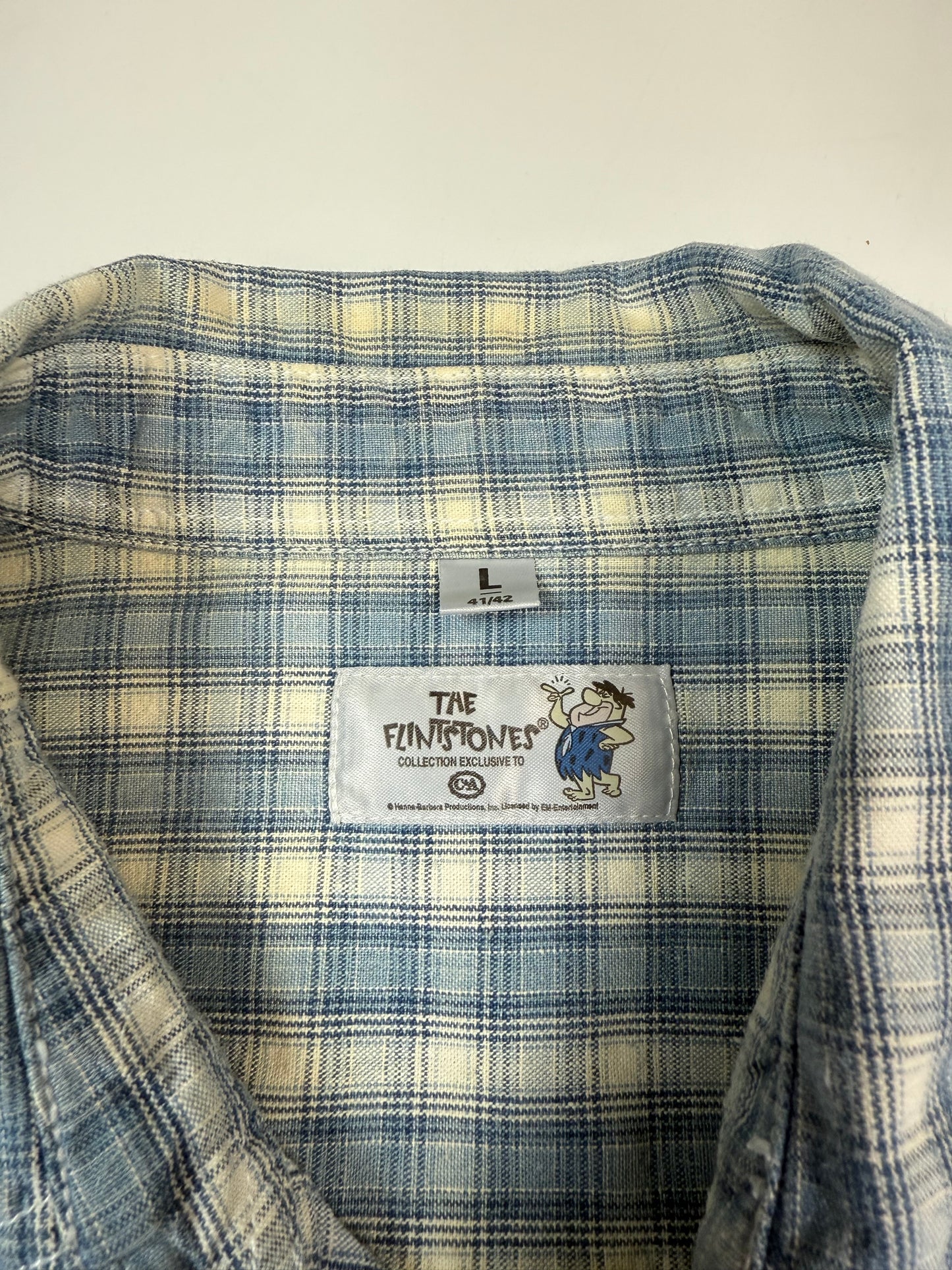 Vintage The Flintstones checkered short sleeve shirt (L)