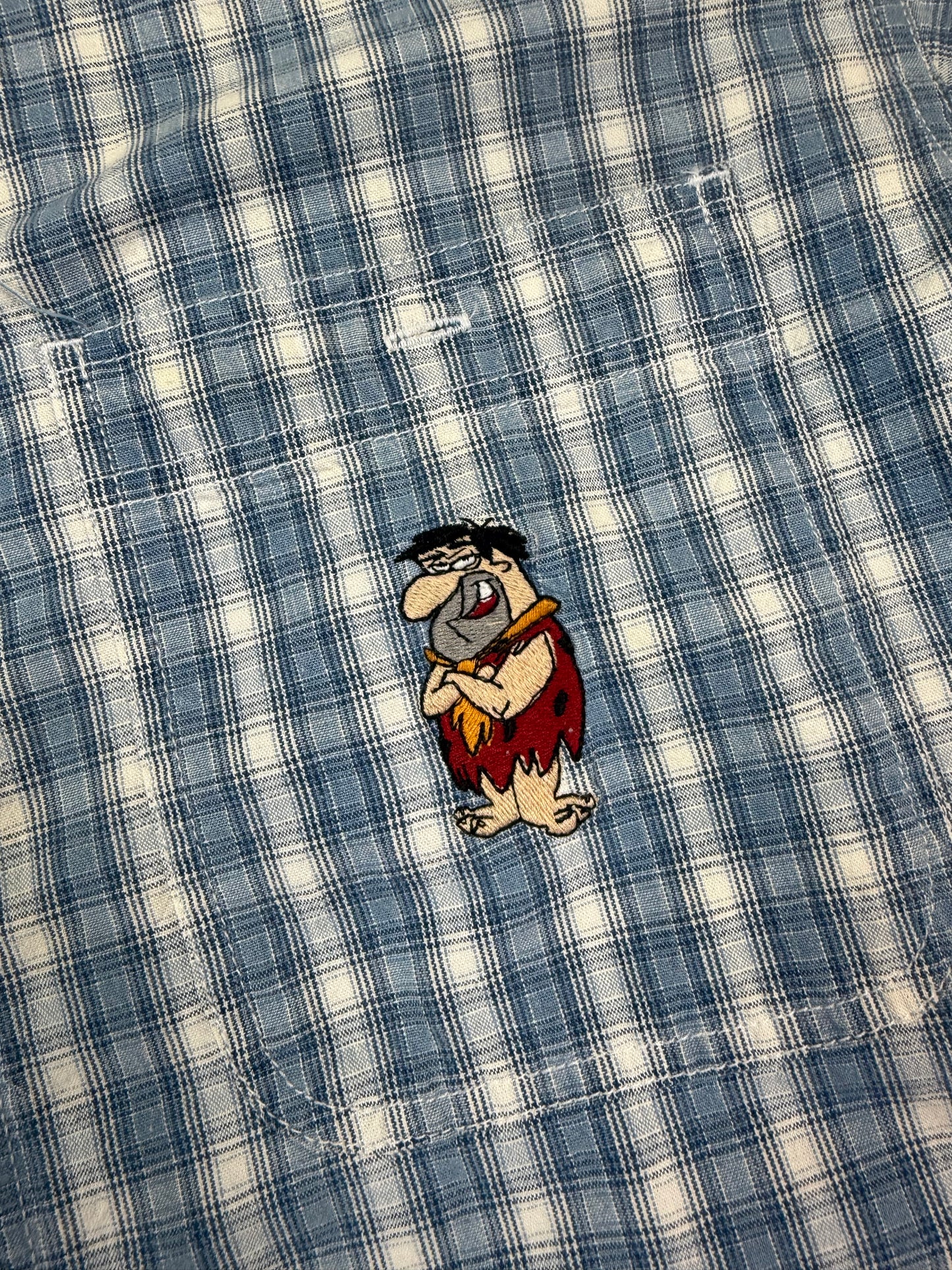 Vintage The Flintstones checkered short sleeve shirt (L)