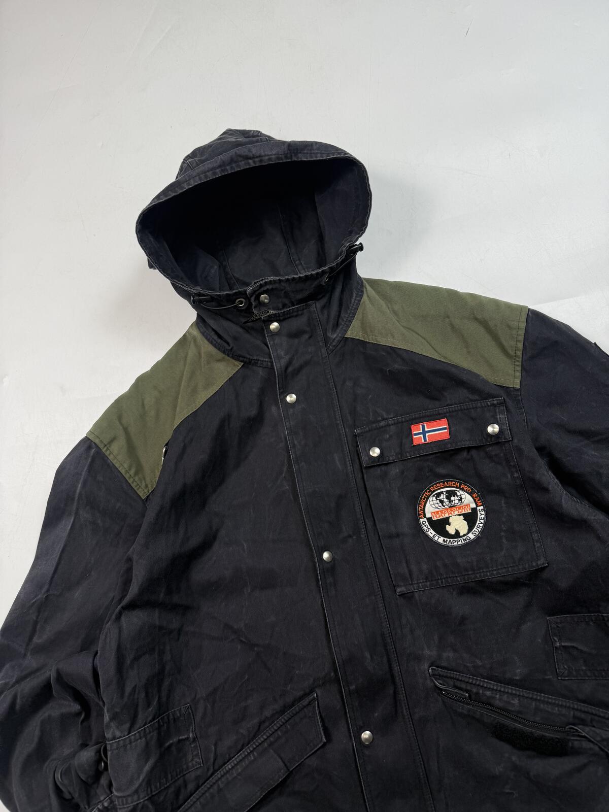 Vintage 90s Napapijri geographic voyage tenacity hooded jacket (L)