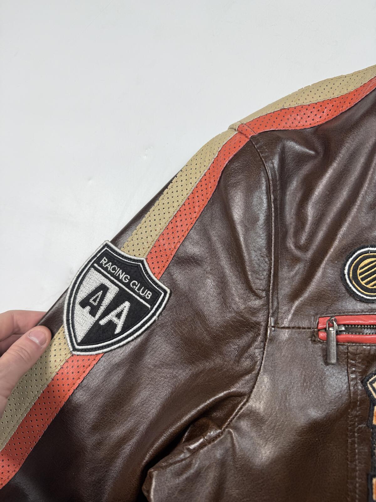 Vintage John F Gee leather motorcycle biker bomber jacket (XL)