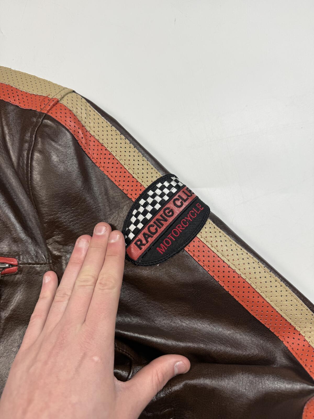 Vintage John F Gee leather motorcycle biker bomber jacket (XL)