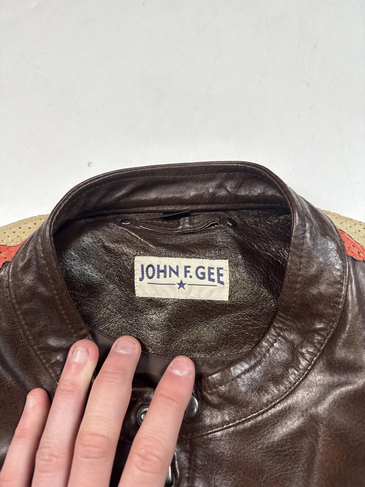 Vintage John F Gee leather motorcycle biker bomber jacket (XL)