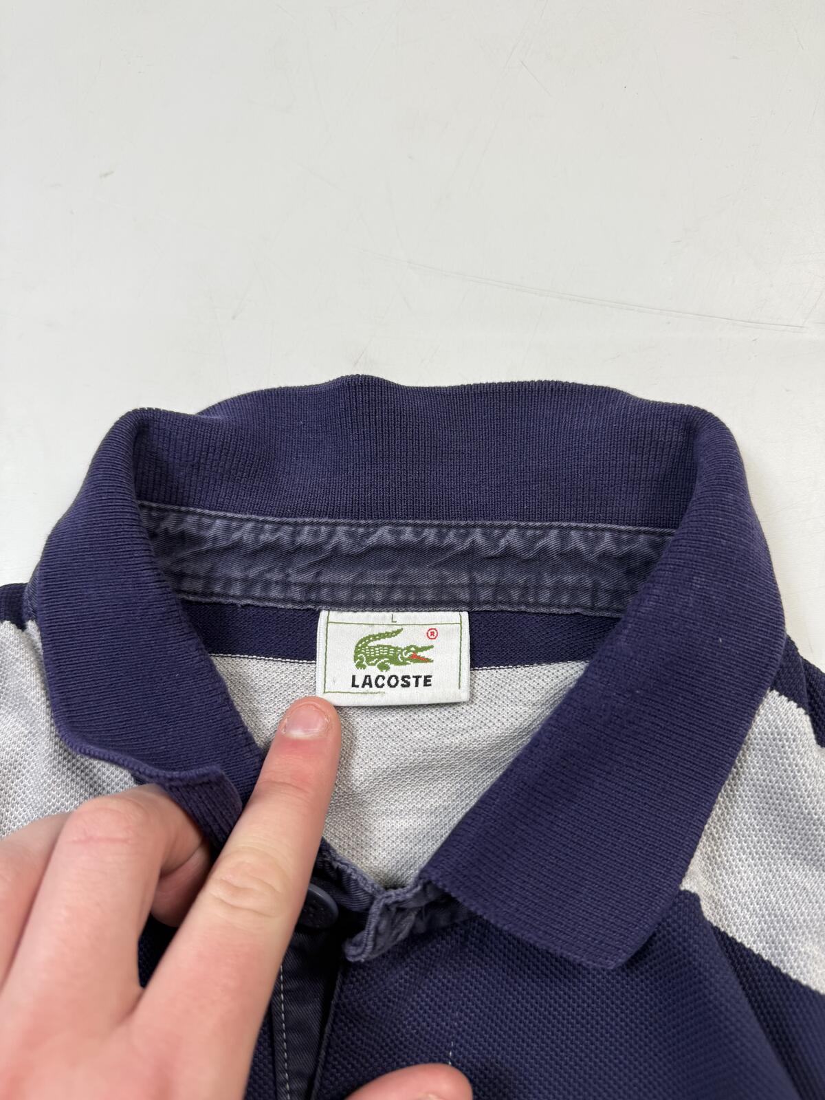 Vintage Lacoste striped rugby polo shirt (L)