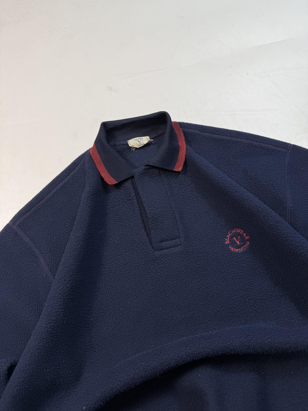 Vintage 80s Valentino collared fleece sweatshirt (XL)