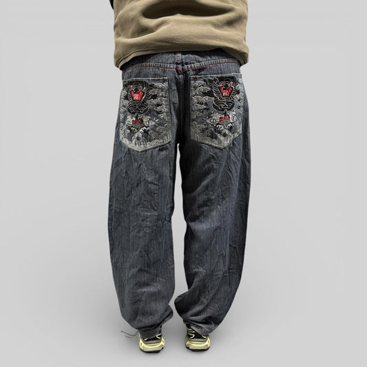 Vintage Y2K embroidered baggy hip hop Jeans (W34)