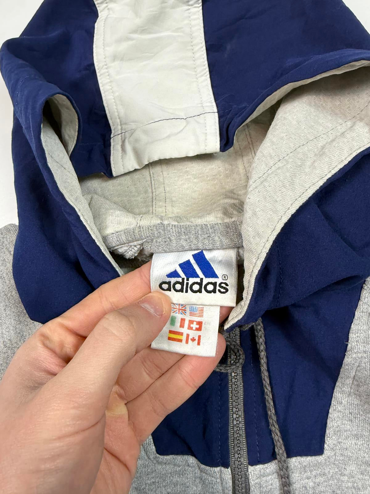 Vintage 90s adidas colour block zip up hoodie (M)