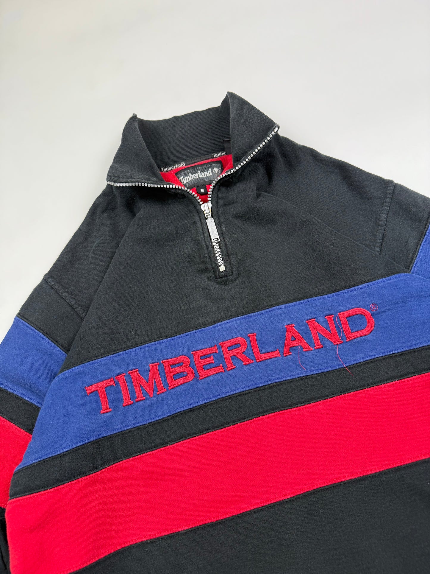Vintage 90s Timberland spell out quarter zip sweatshirt (S)
