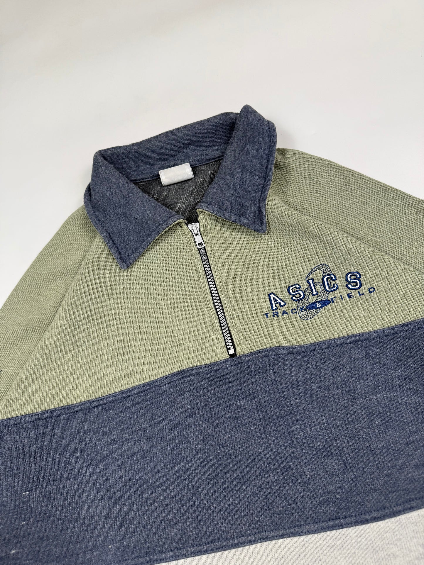 Vintage 90s Asics colour block quarter zip sweatshirt (XL)