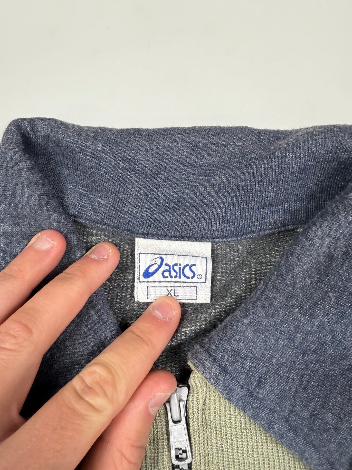 Vintage 90s Asics colour block quarter zip sweatshirt (XL)