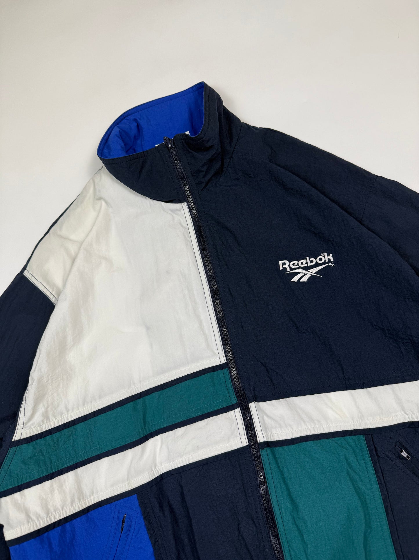 Vintage 90s Reebok abstract colour block track jacket (L)
