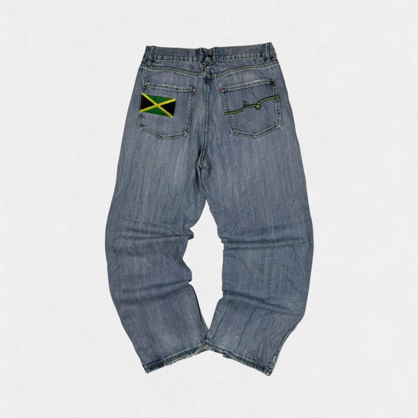 Vintage Y2K Jamaica baggy hip hop Jeans (W32)