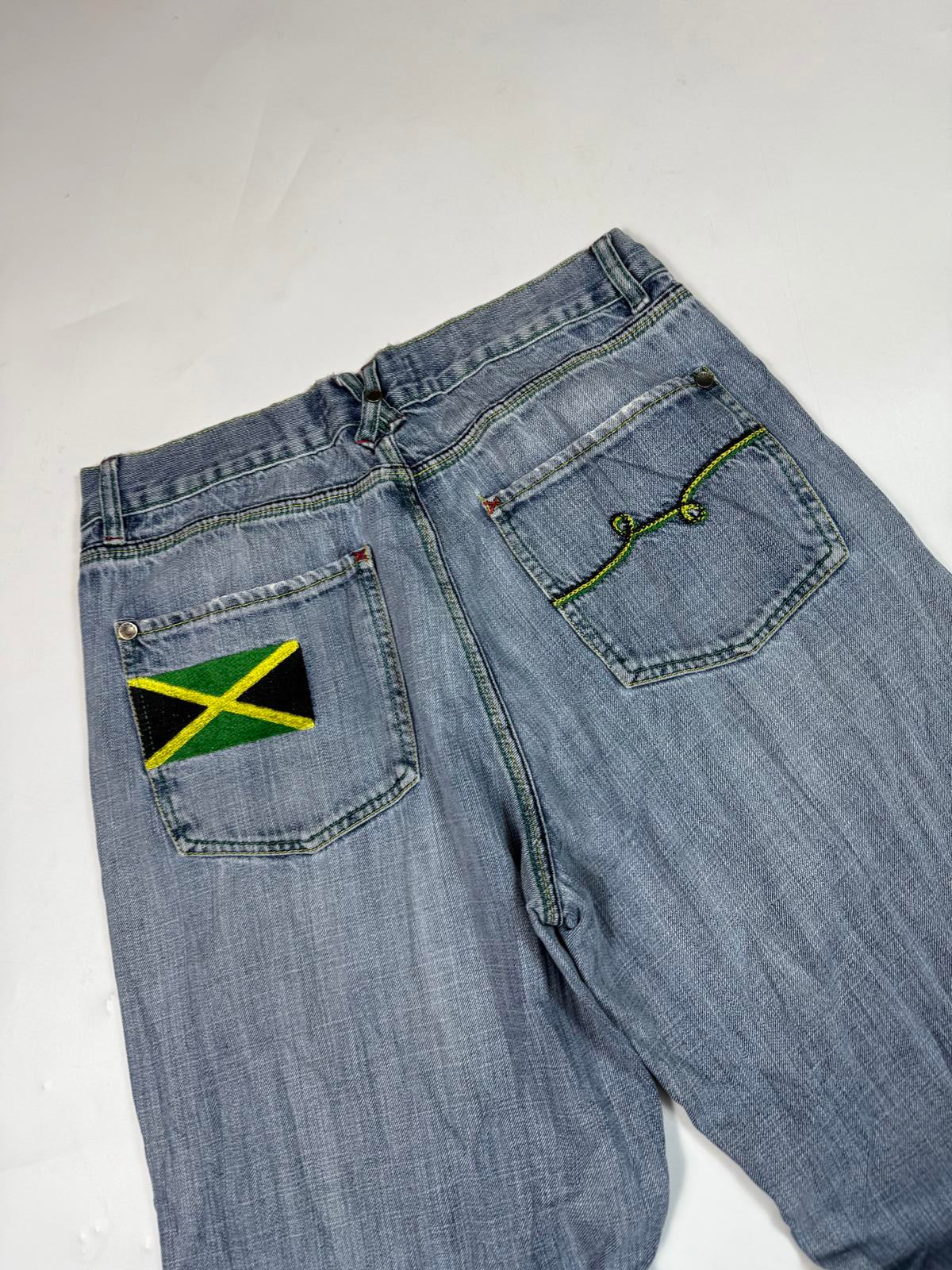 Vintage Y2K Jamaica baggy hip hop Jeans (W32)